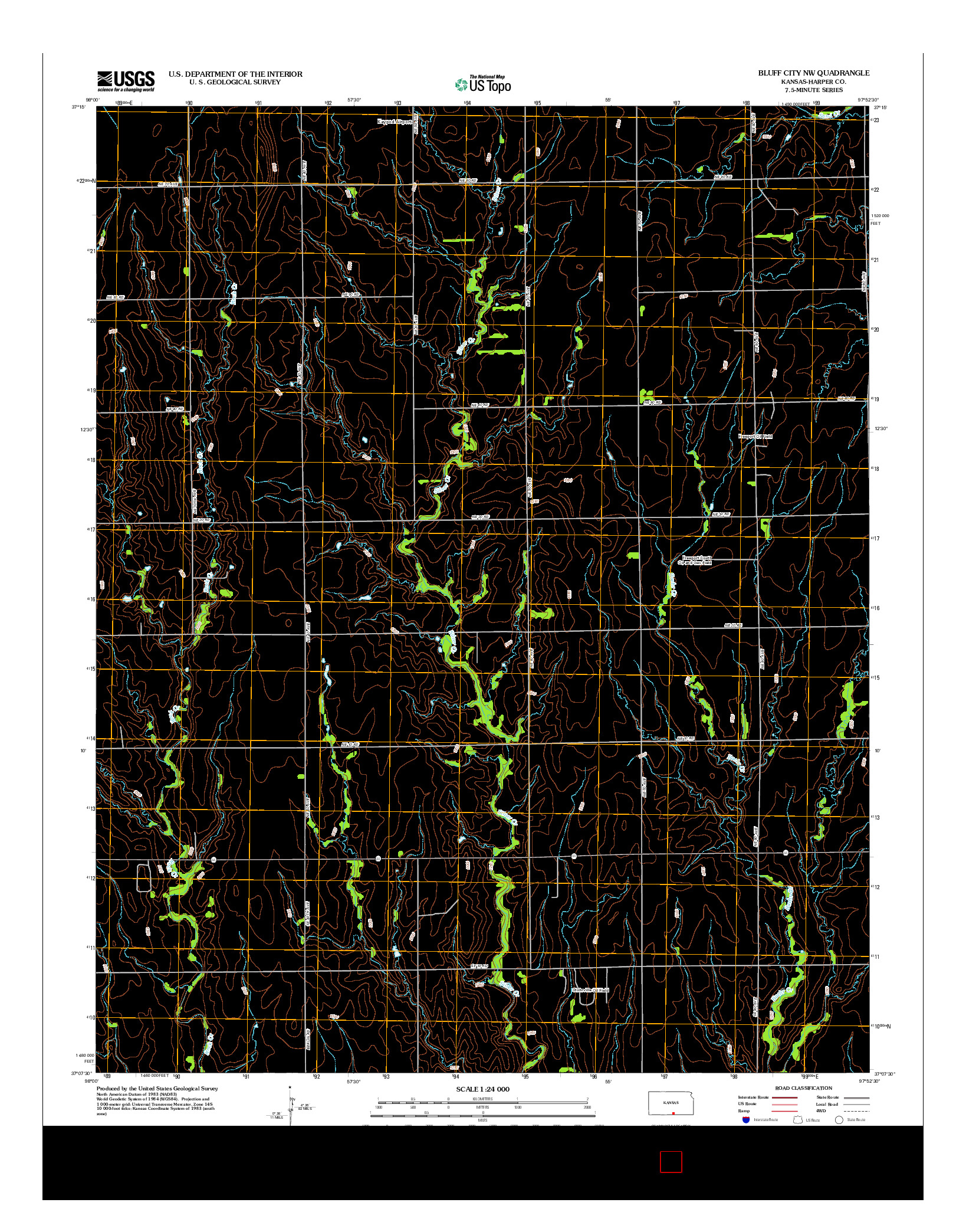 USGS US TOPO 7.5-MINUTE MAP FOR BLUFF CITY NW, KS 2012