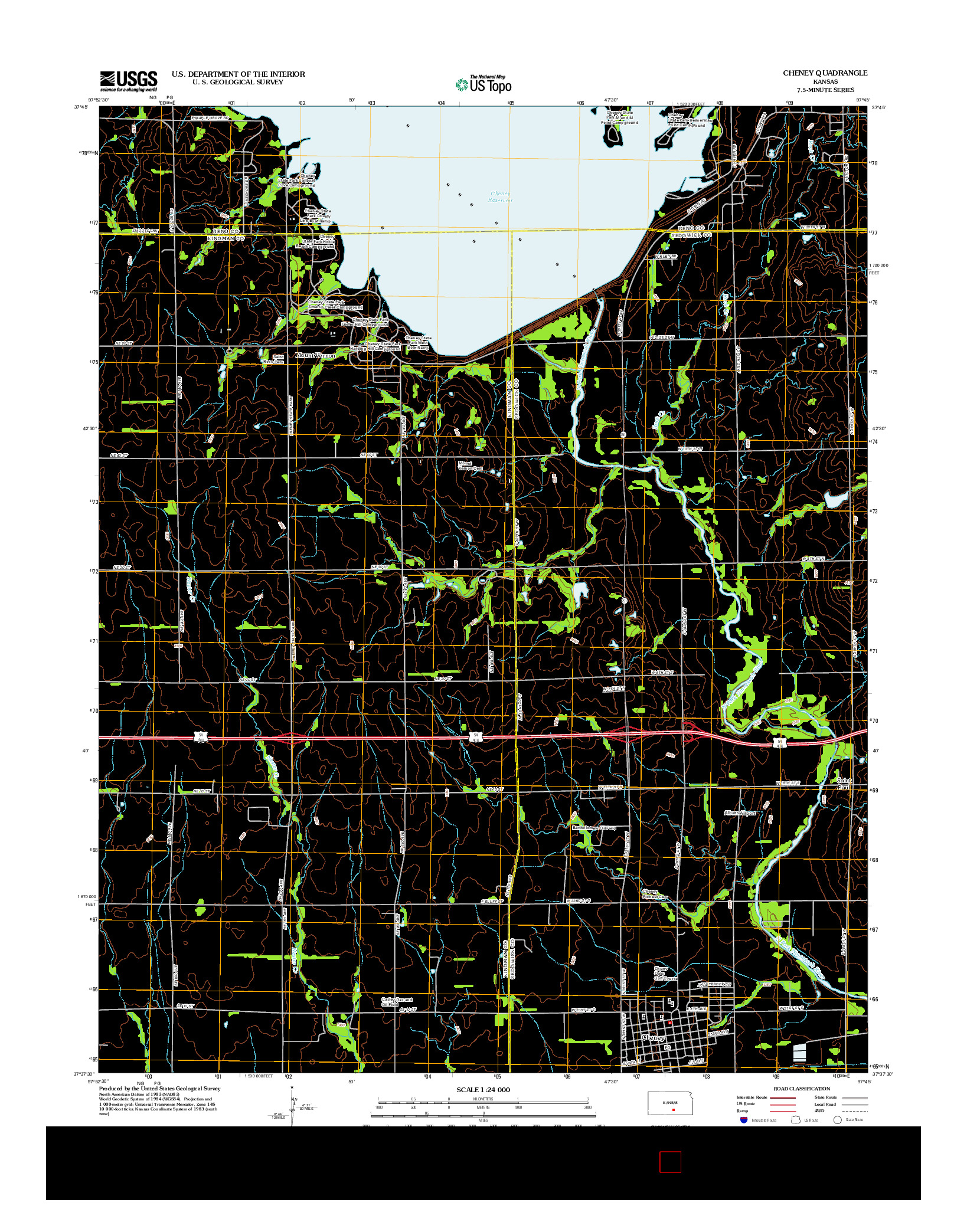 USGS US TOPO 7.5-MINUTE MAP FOR CHENEY, KS 2012