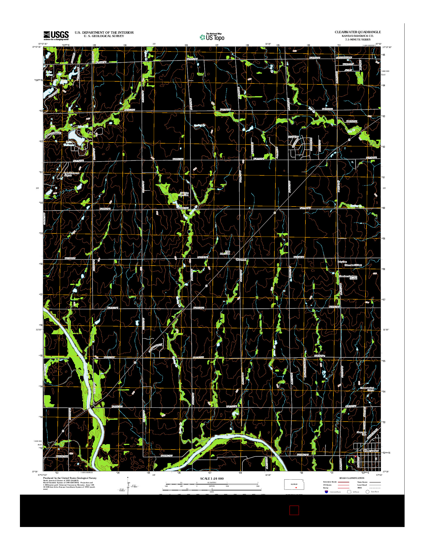 USGS US TOPO 7.5-MINUTE MAP FOR CLEARWATER, KS 2012