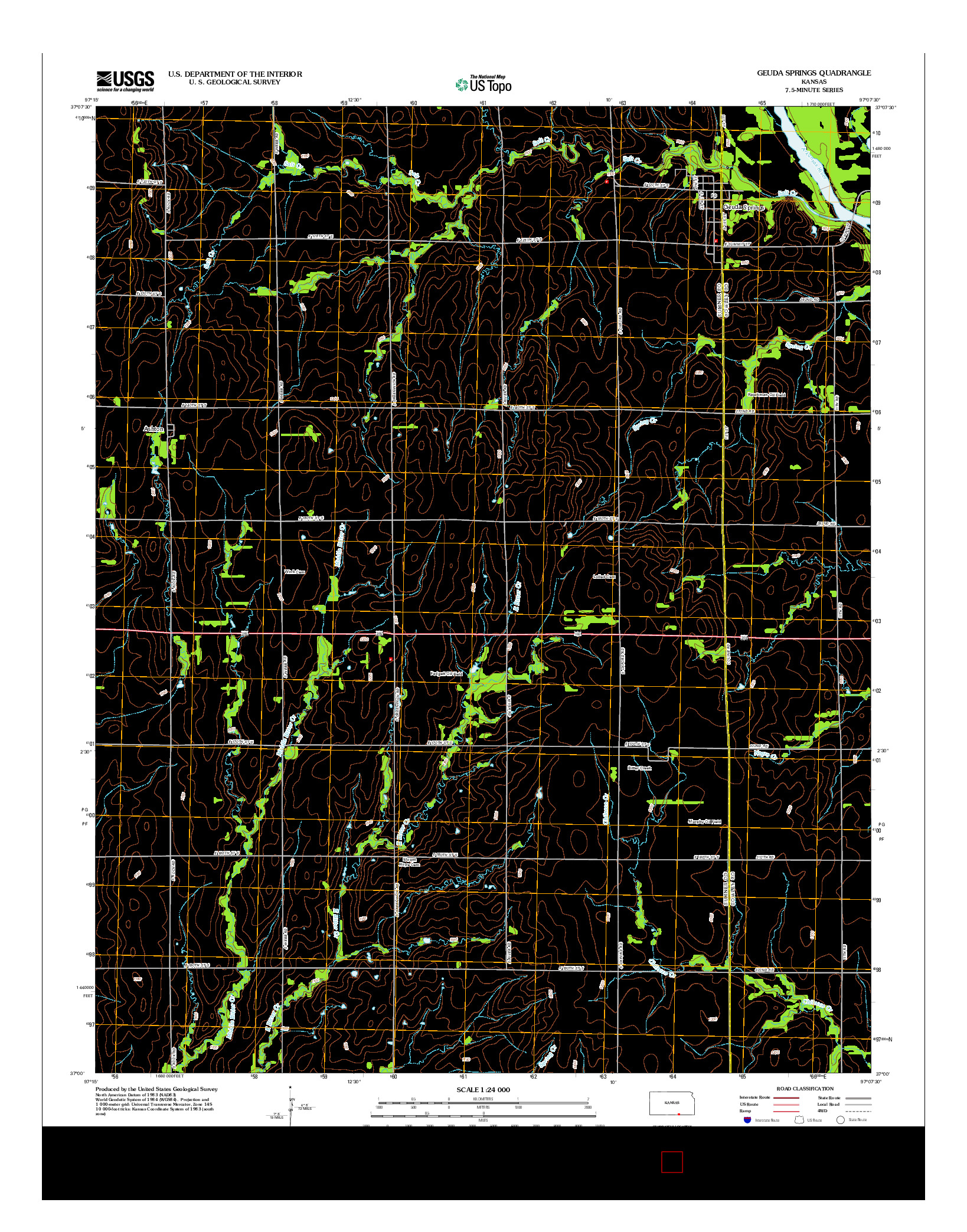 USGS US TOPO 7.5-MINUTE MAP FOR GEUDA SPRINGS, KS 2012
