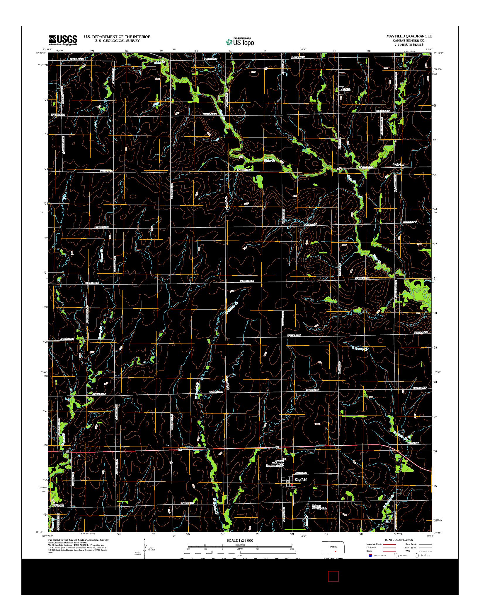 USGS US TOPO 7.5-MINUTE MAP FOR MAYFIELD, KS 2012