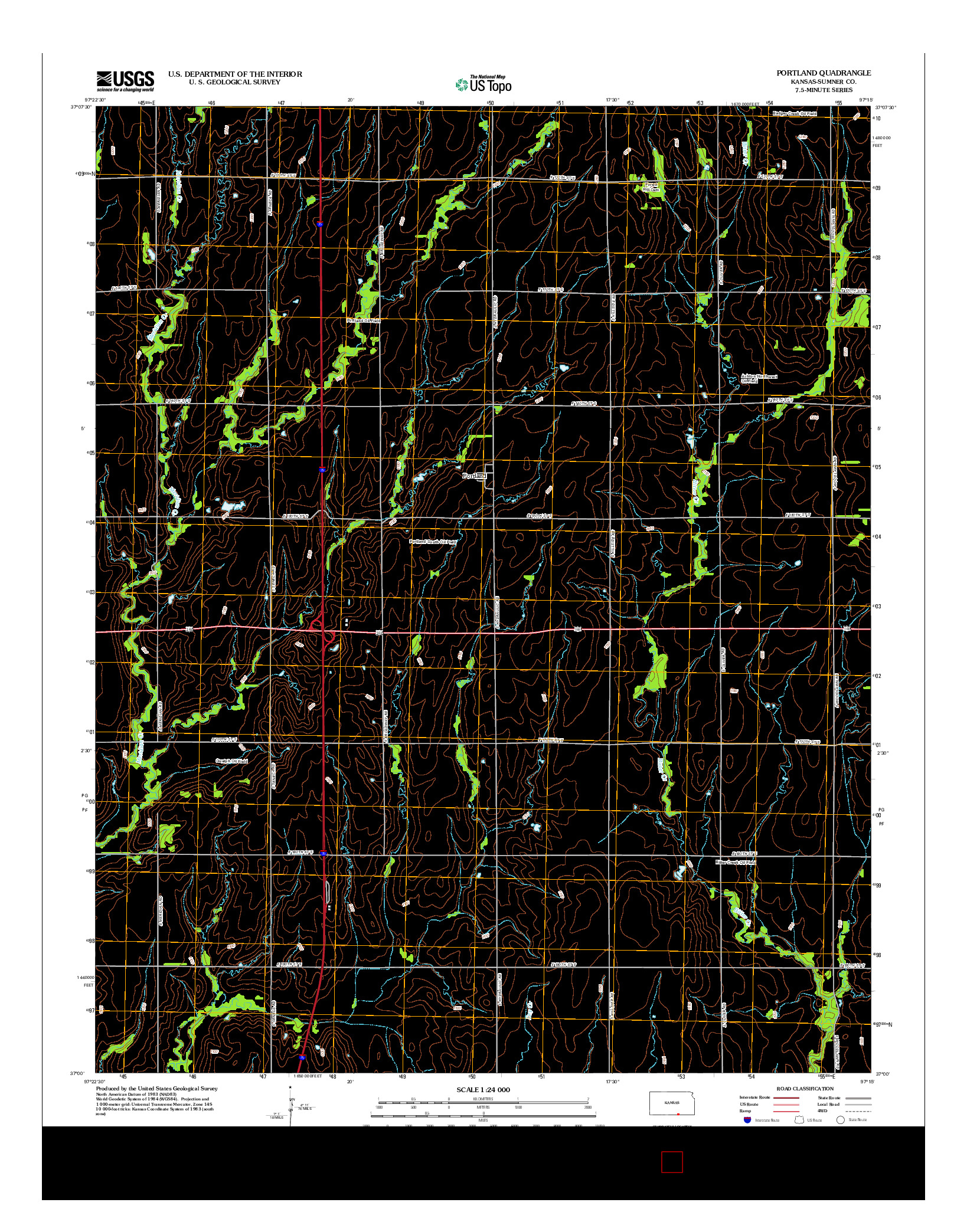 USGS US TOPO 7.5-MINUTE MAP FOR PORTLAND, KS 2012