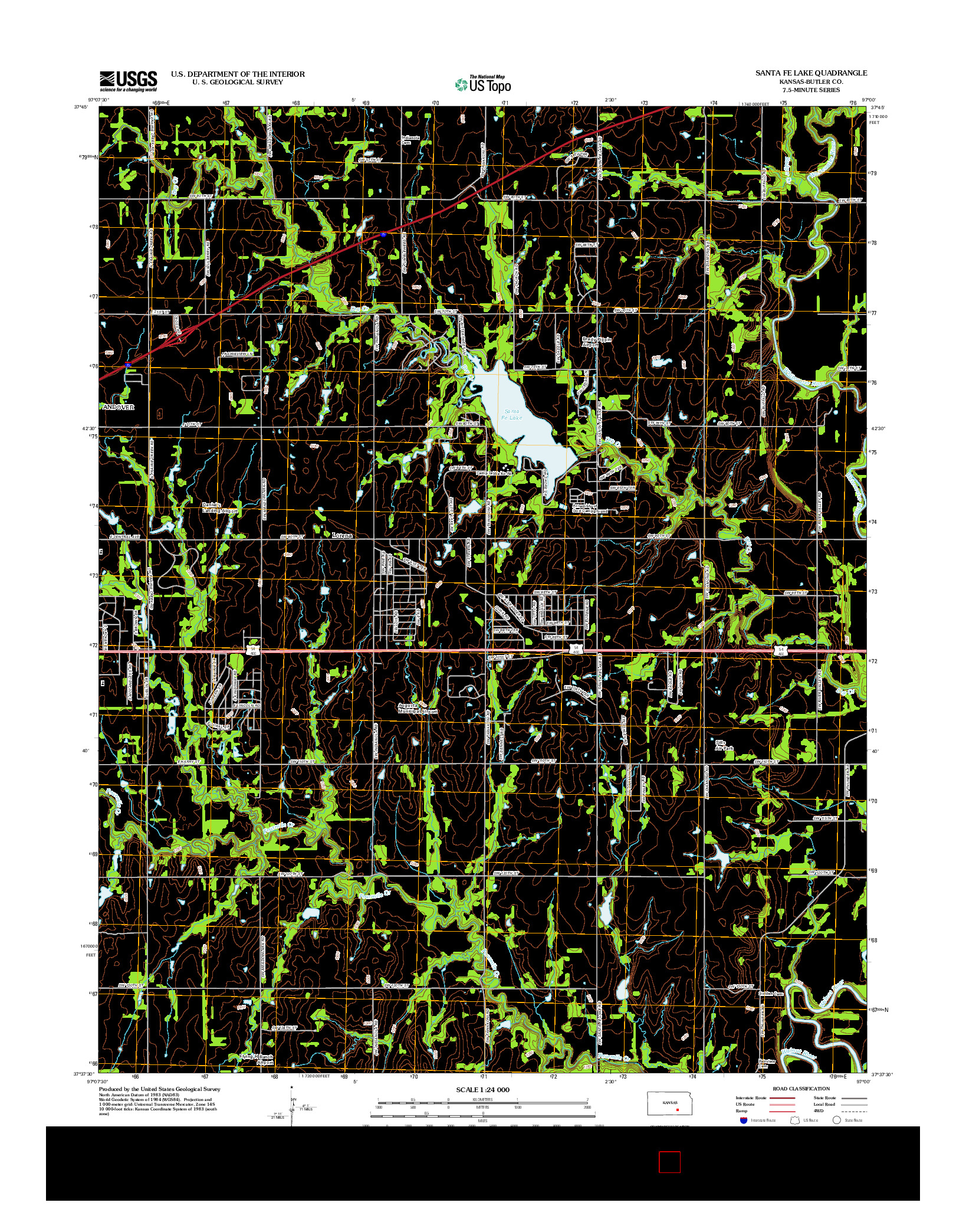 USGS US TOPO 7.5-MINUTE MAP FOR SANTA FE LAKE, KS 2012