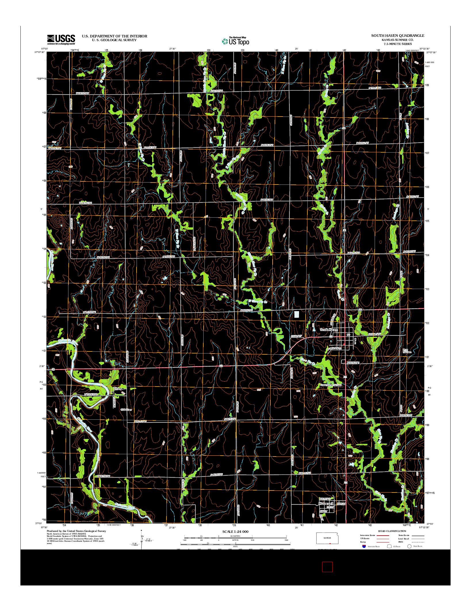 USGS US TOPO 7.5-MINUTE MAP FOR SOUTH HAVEN, KS 2012
