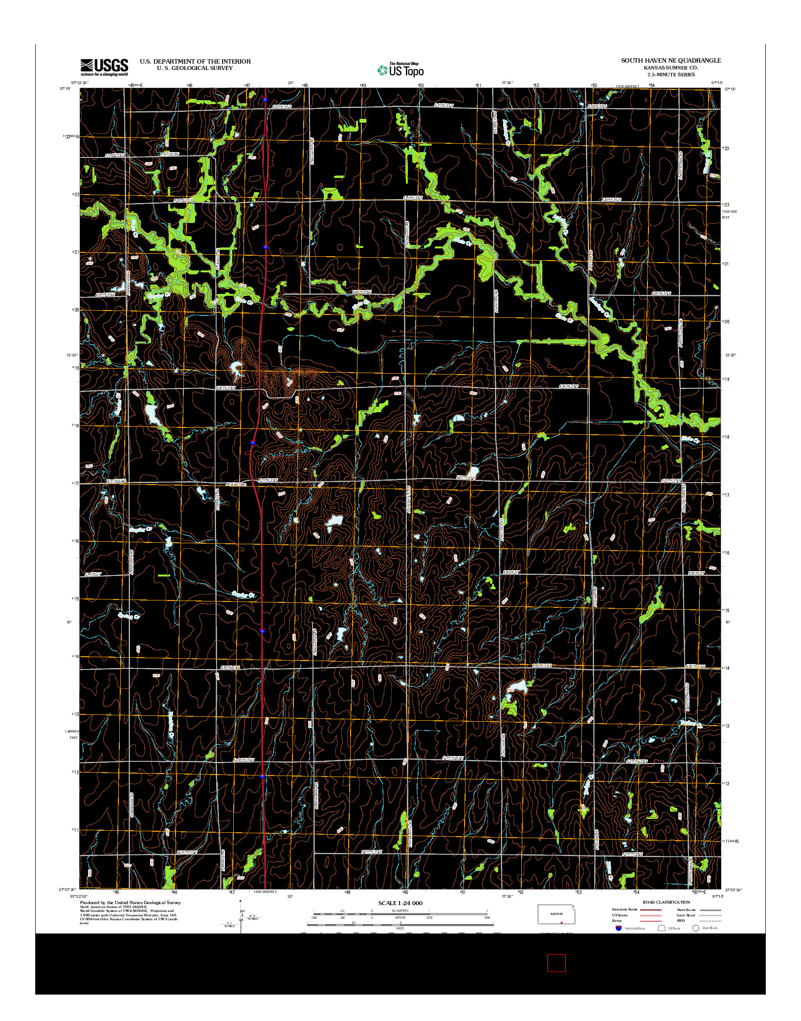 USGS US TOPO 7.5-MINUTE MAP FOR SOUTH HAVEN NE, KS 2012