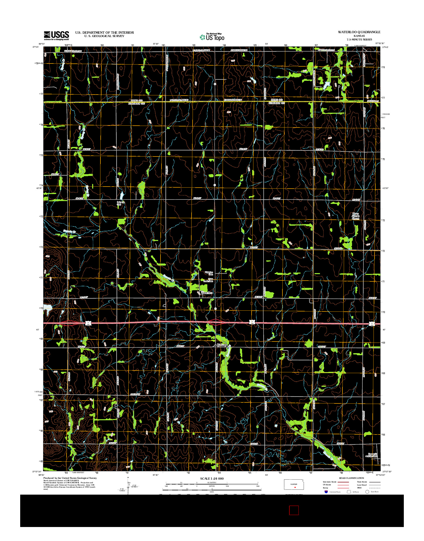 USGS US TOPO 7.5-MINUTE MAP FOR WATERLOO, KS 2012