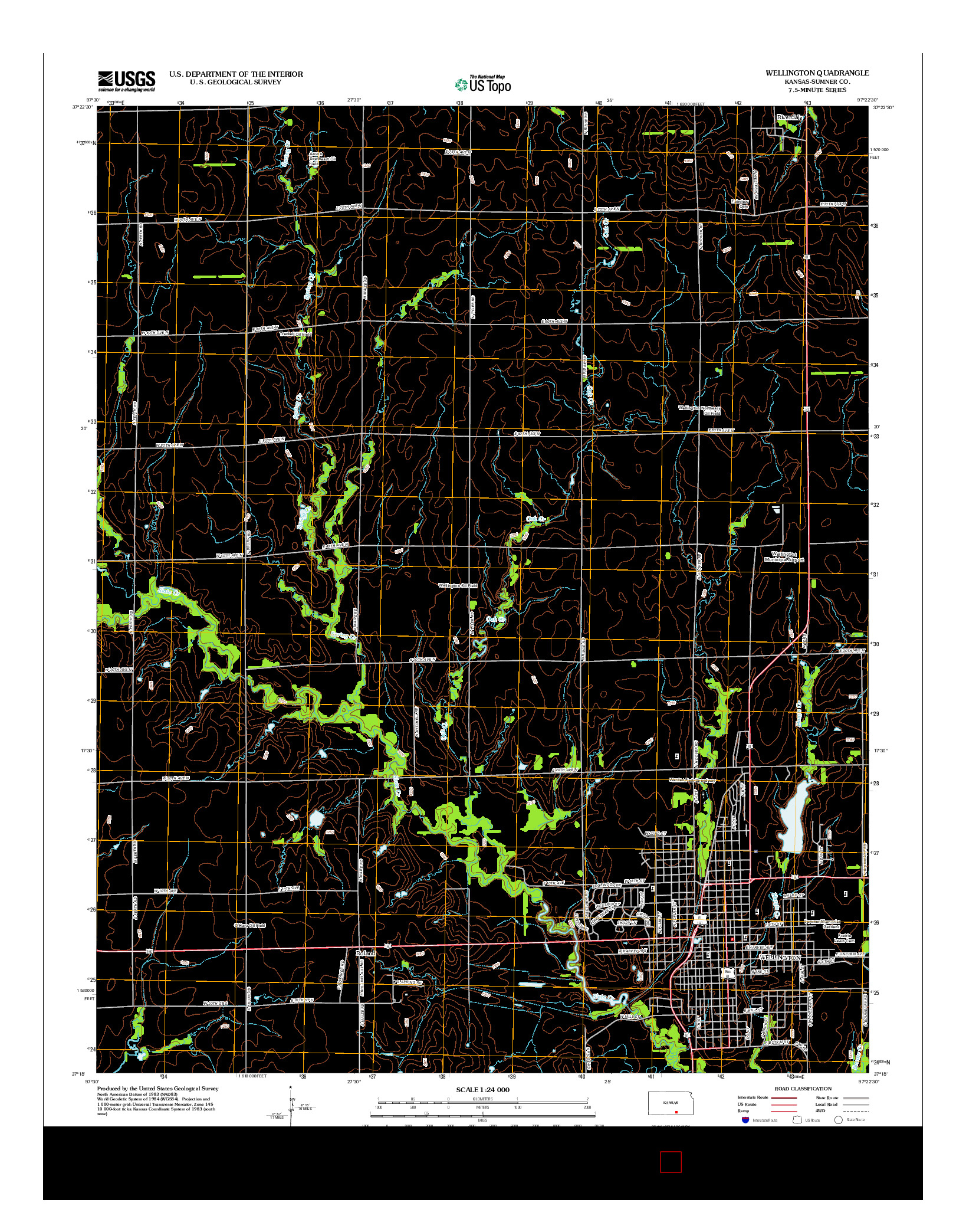 USGS US TOPO 7.5-MINUTE MAP FOR WELLINGTON, KS 2012