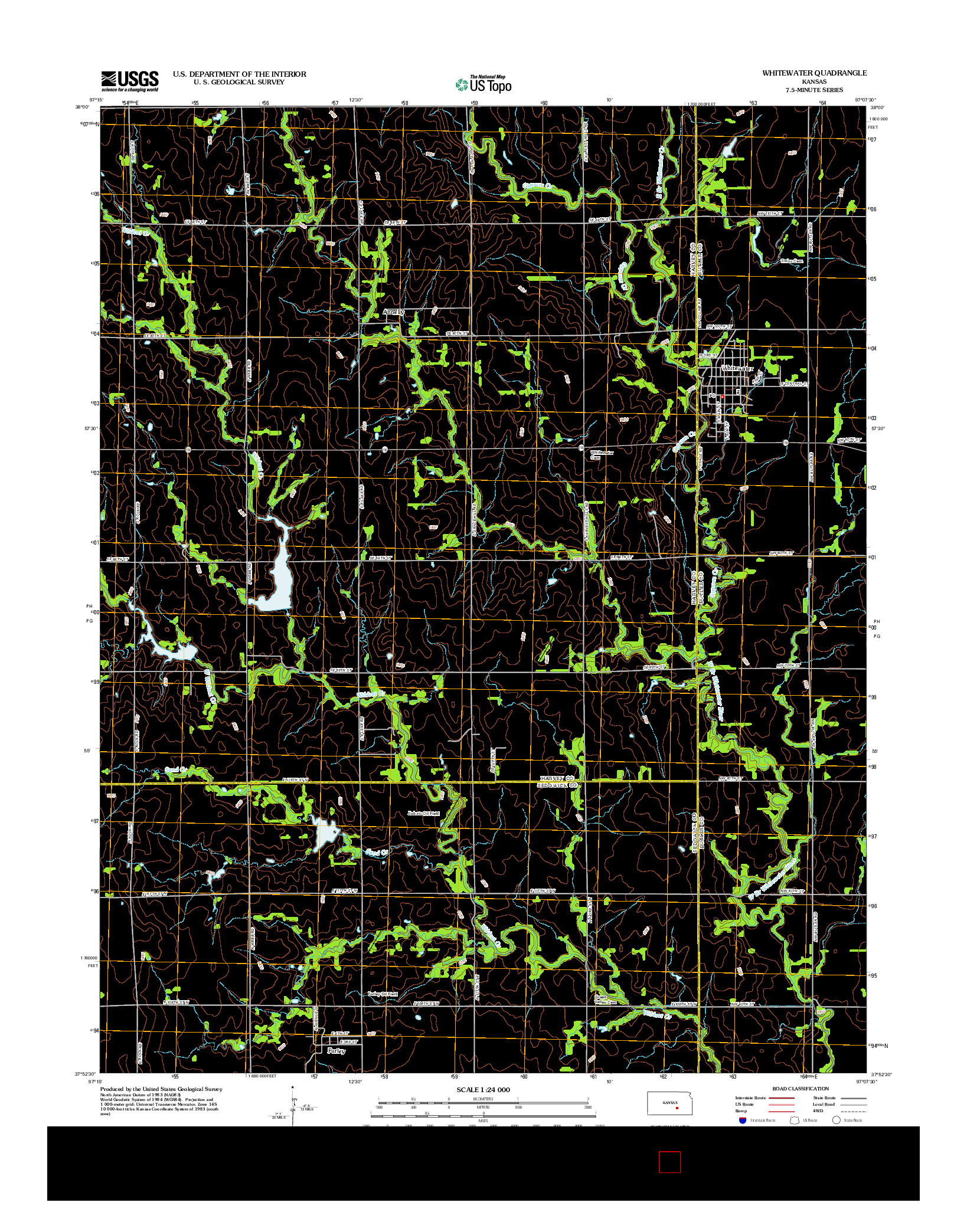 USGS US TOPO 7.5-MINUTE MAP FOR WHITEWATER, KS 2012