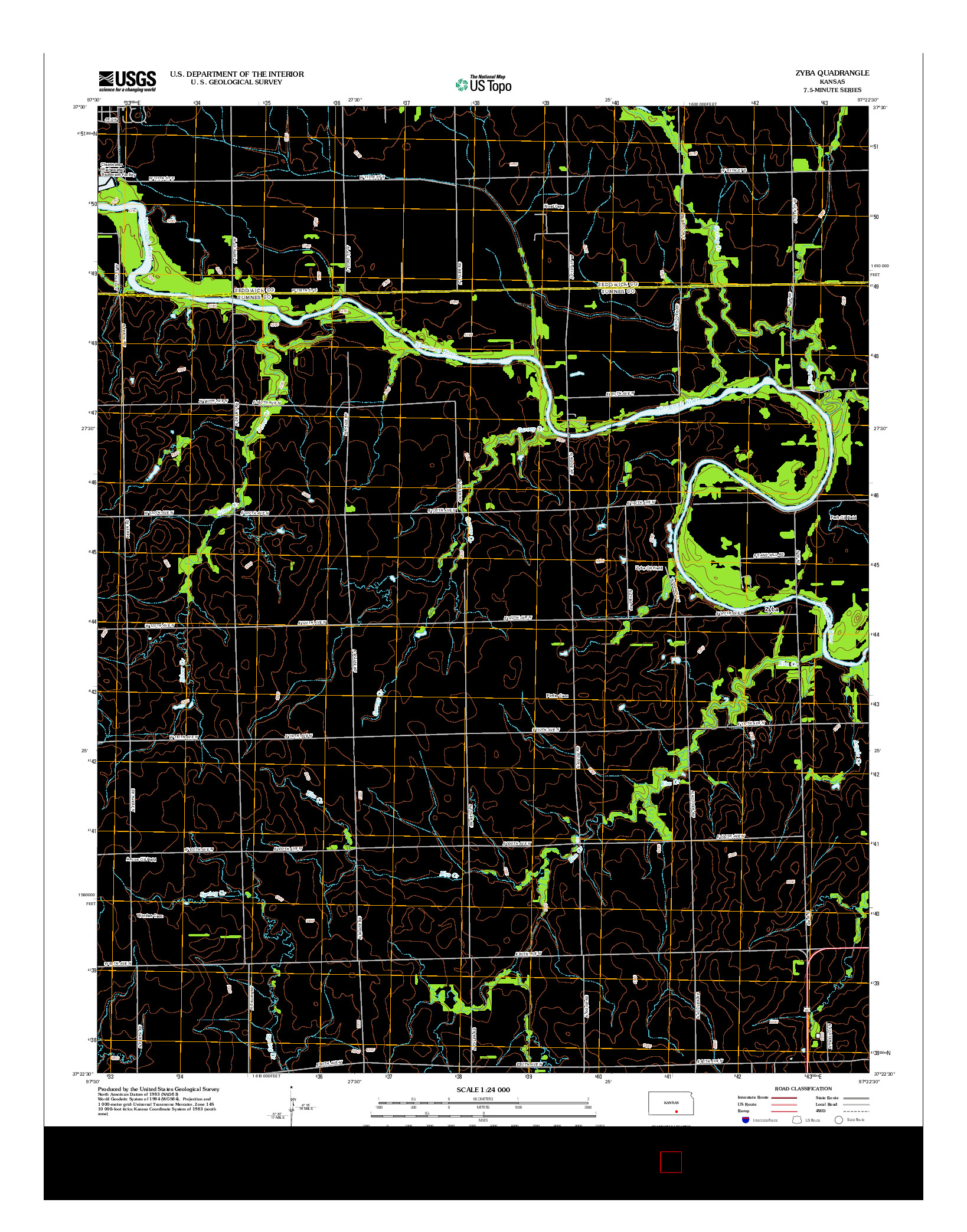 USGS US TOPO 7.5-MINUTE MAP FOR ZYBA, KS 2012