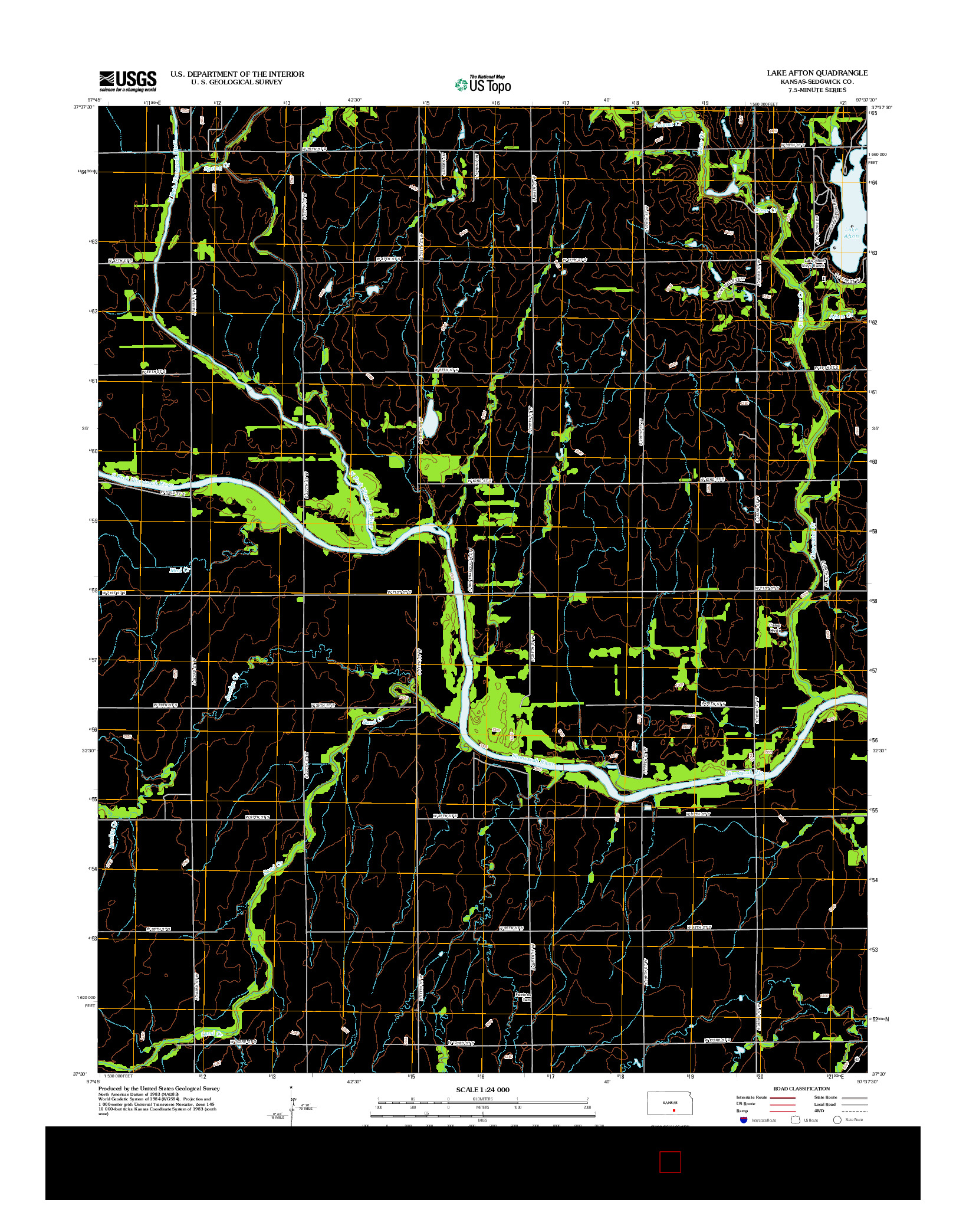 USGS US TOPO 7.5-MINUTE MAP FOR LAKE AFTON, KS 2012