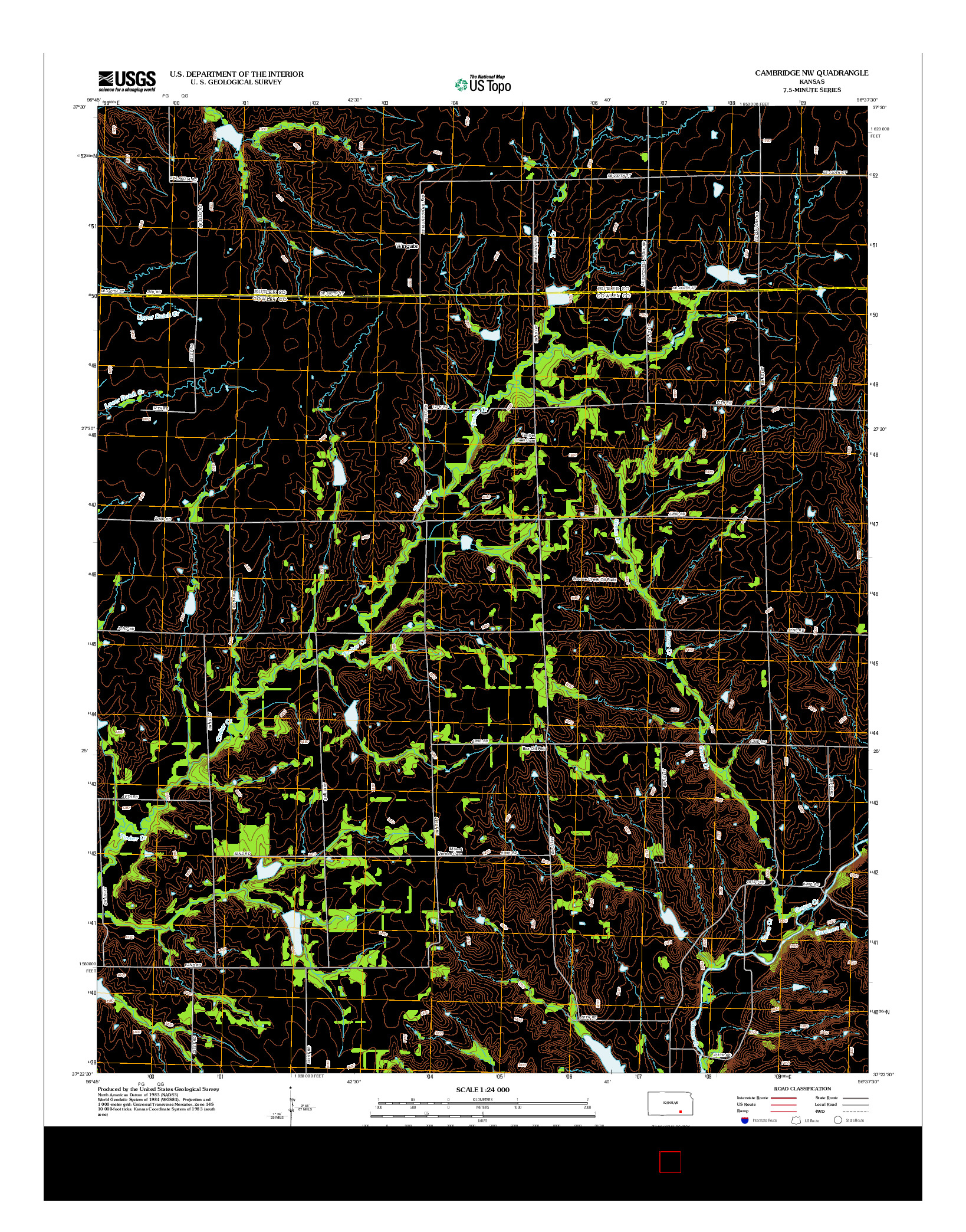 USGS US TOPO 7.5-MINUTE MAP FOR CAMBRIDGE NW, KS 2012