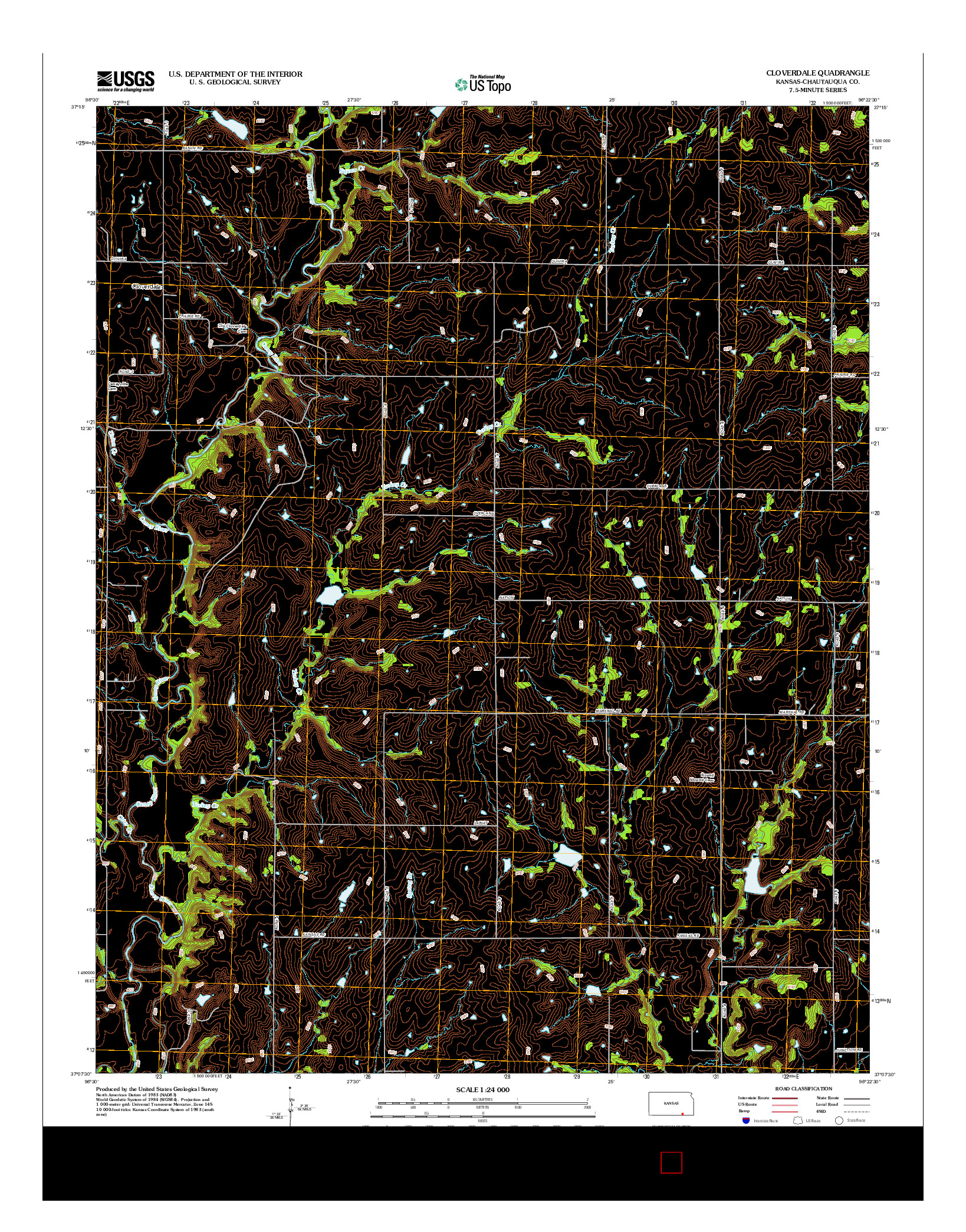 USGS US TOPO 7.5-MINUTE MAP FOR CLOVERDALE, KS 2012
