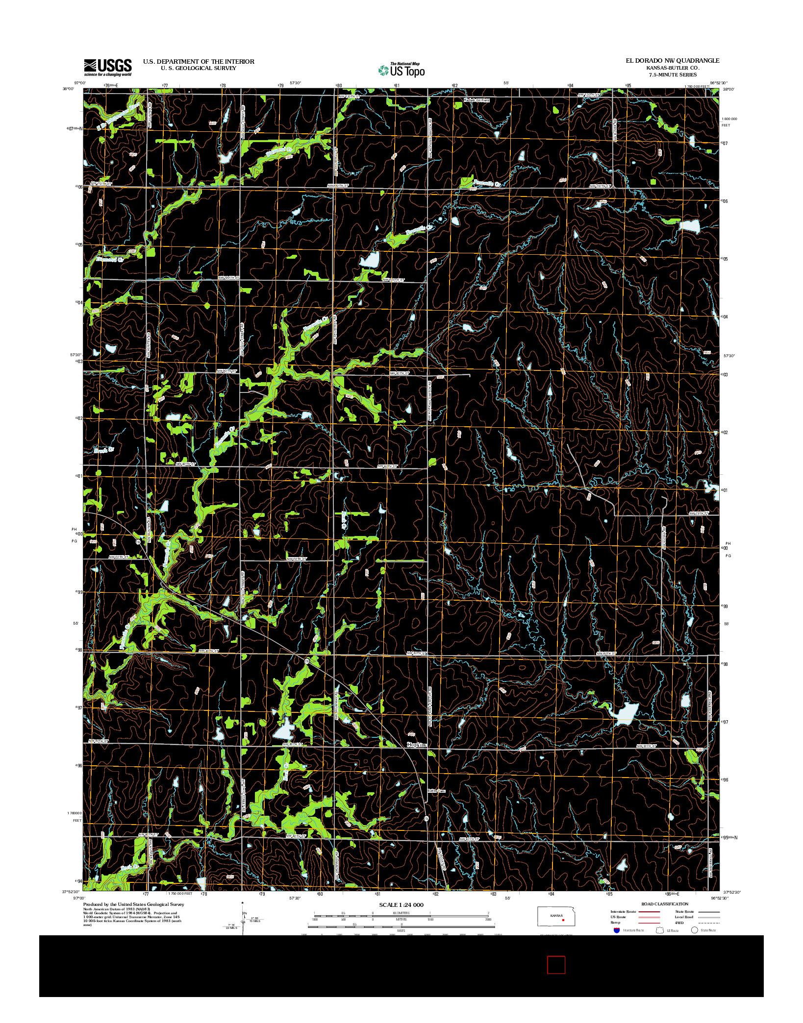 USGS US TOPO 7.5-MINUTE MAP FOR EL DORADO NW, KS 2012