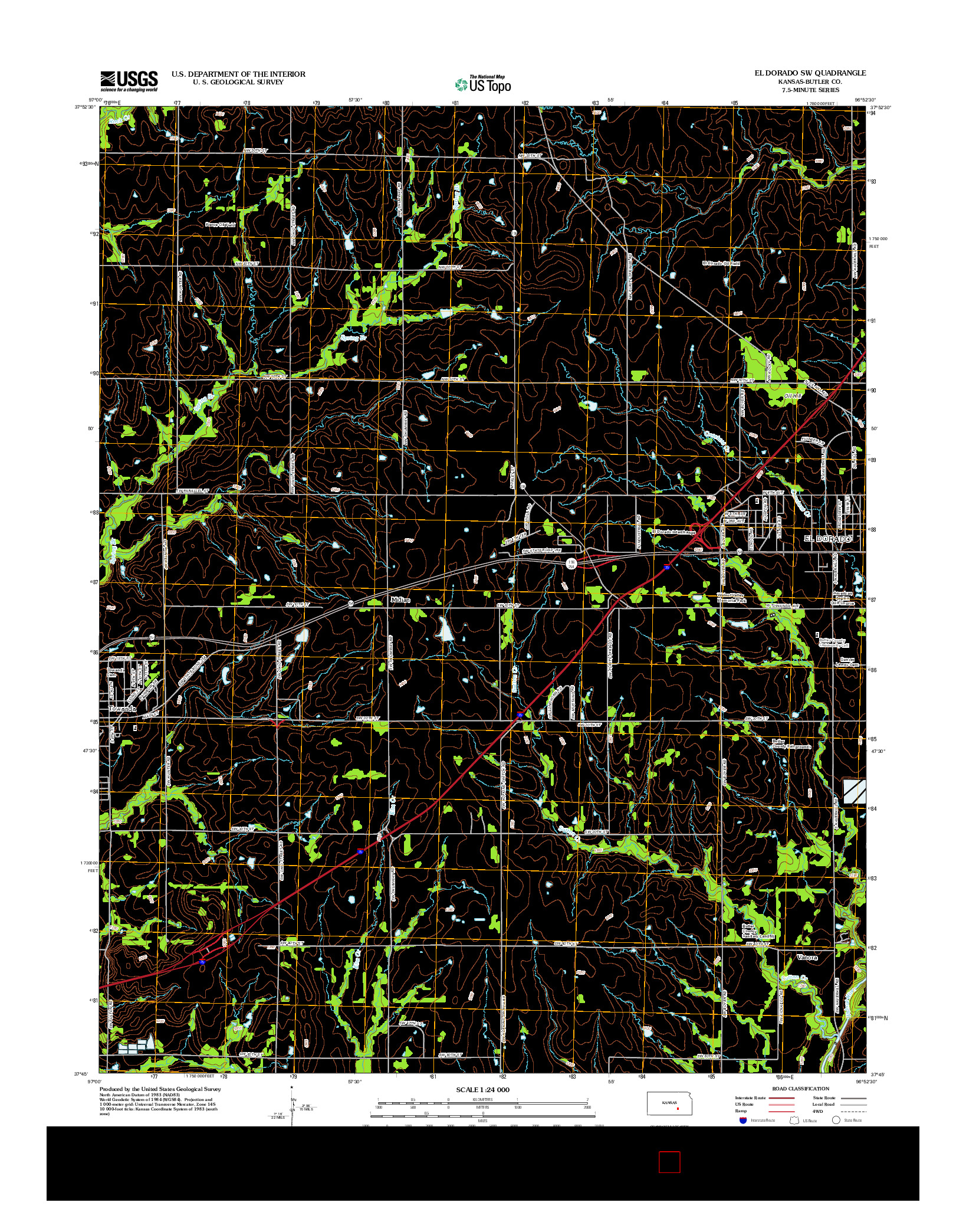 USGS US TOPO 7.5-MINUTE MAP FOR EL DORADO SW, KS 2012