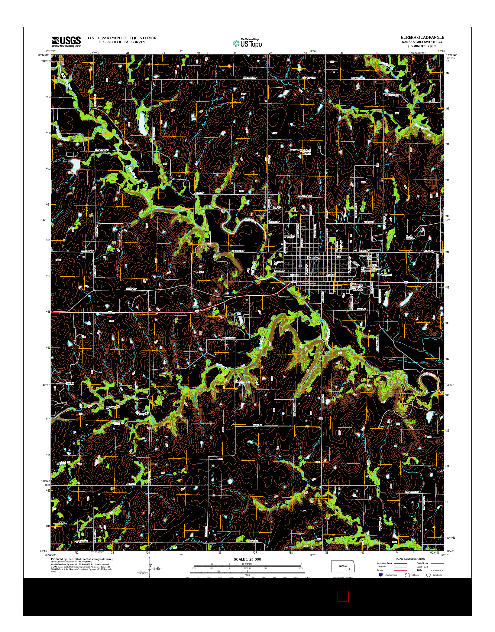 USGS US TOPO 7.5-MINUTE MAP FOR EUREKA, KS 2012