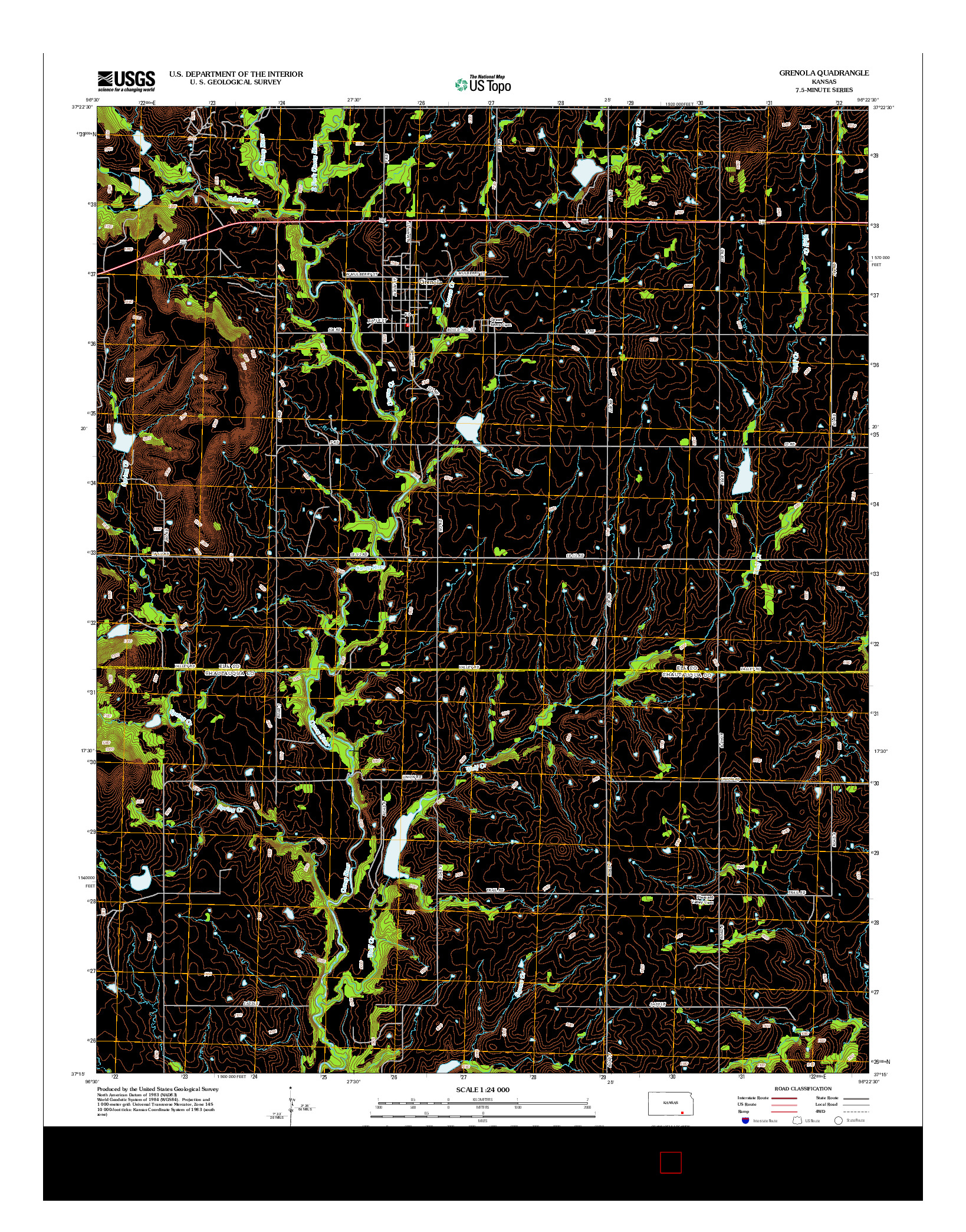 USGS US TOPO 7.5-MINUTE MAP FOR GRENOLA, KS 2012