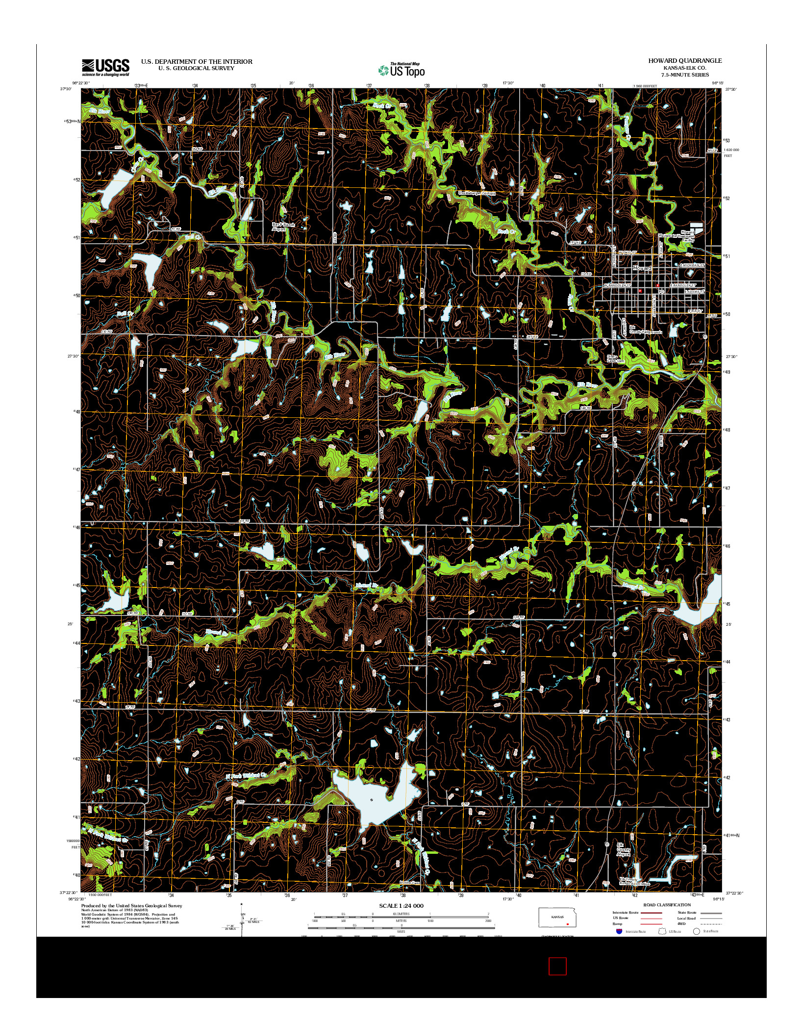 USGS US TOPO 7.5-MINUTE MAP FOR HOWARD, KS 2012