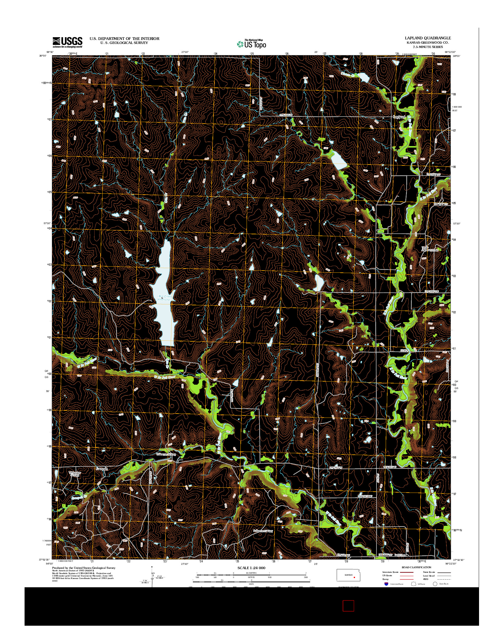 USGS US TOPO 7.5-MINUTE MAP FOR LAPLAND, KS 2012