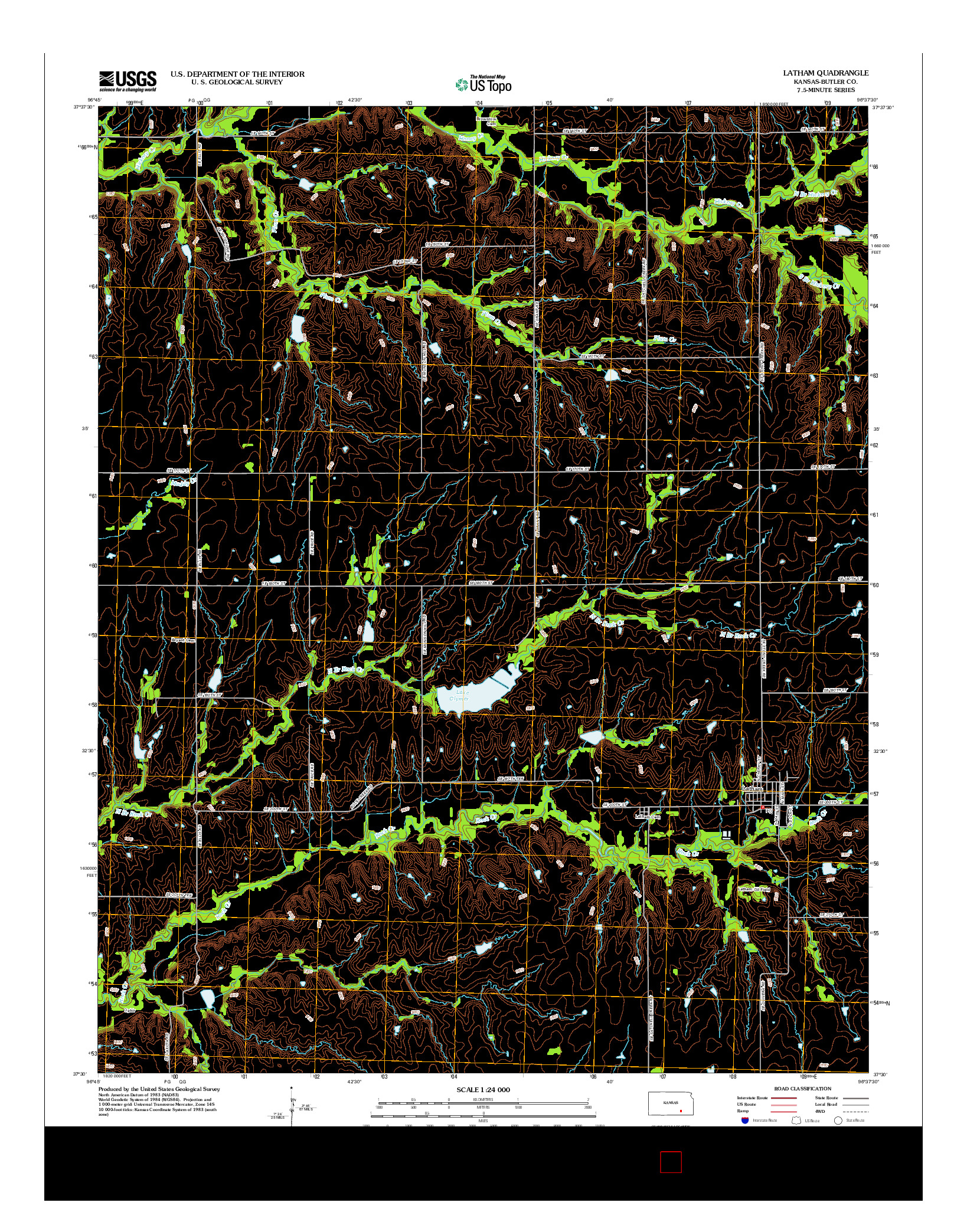 USGS US TOPO 7.5-MINUTE MAP FOR LATHAM, KS 2012
