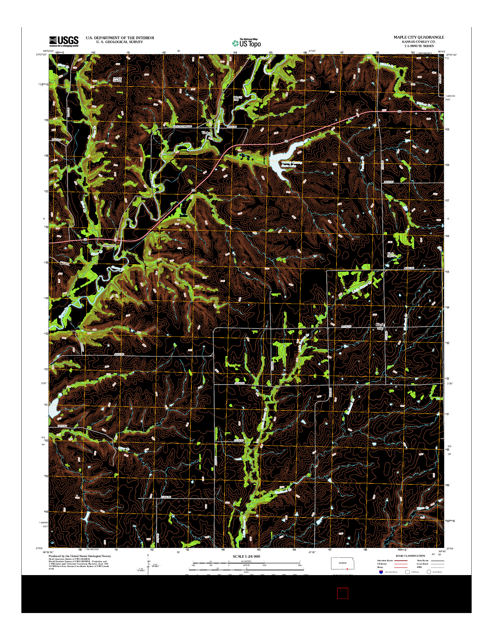 USGS US TOPO 7.5-MINUTE MAP FOR MAPLE CITY, KS 2012
