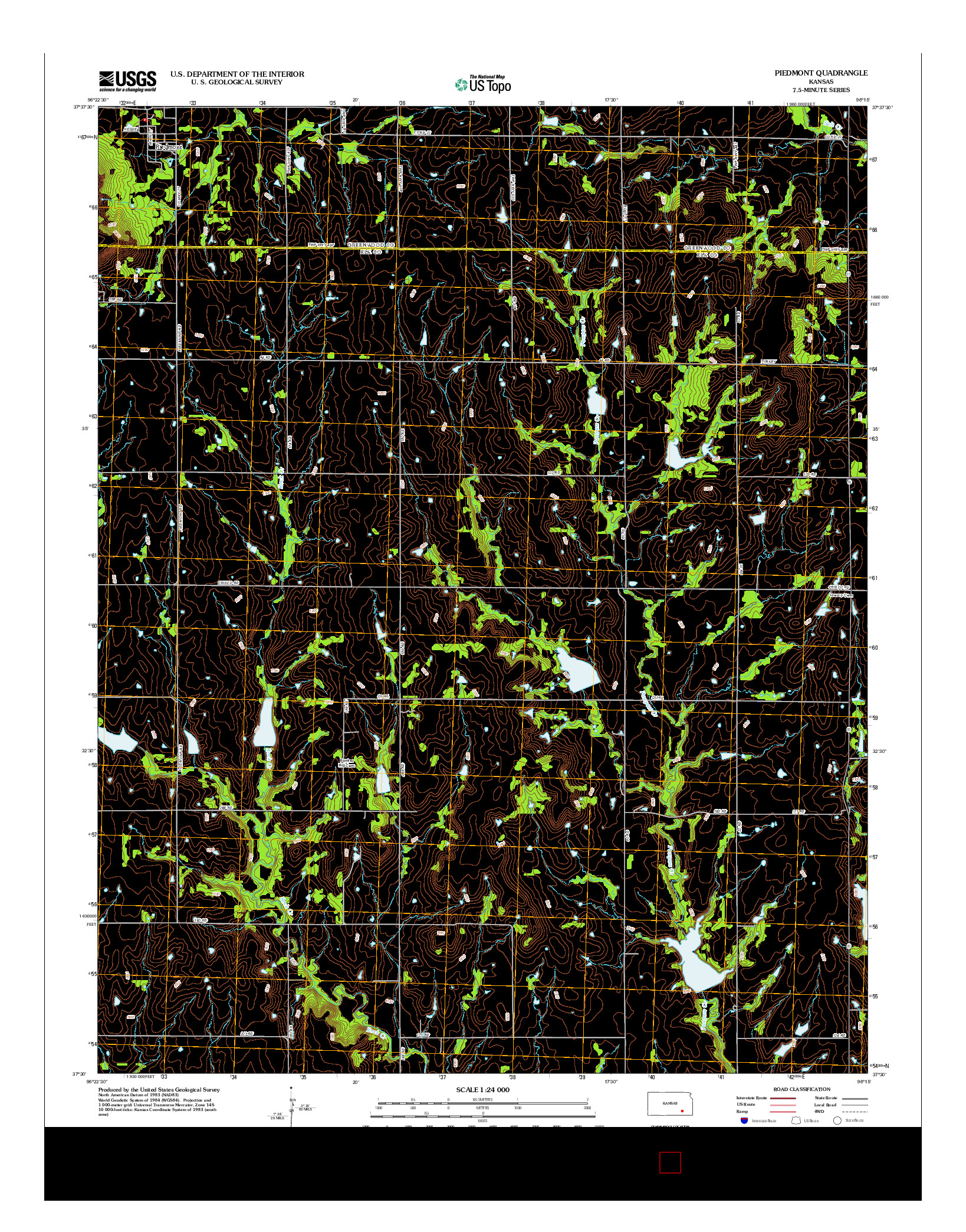 USGS US TOPO 7.5-MINUTE MAP FOR PIEDMONT, KS 2012