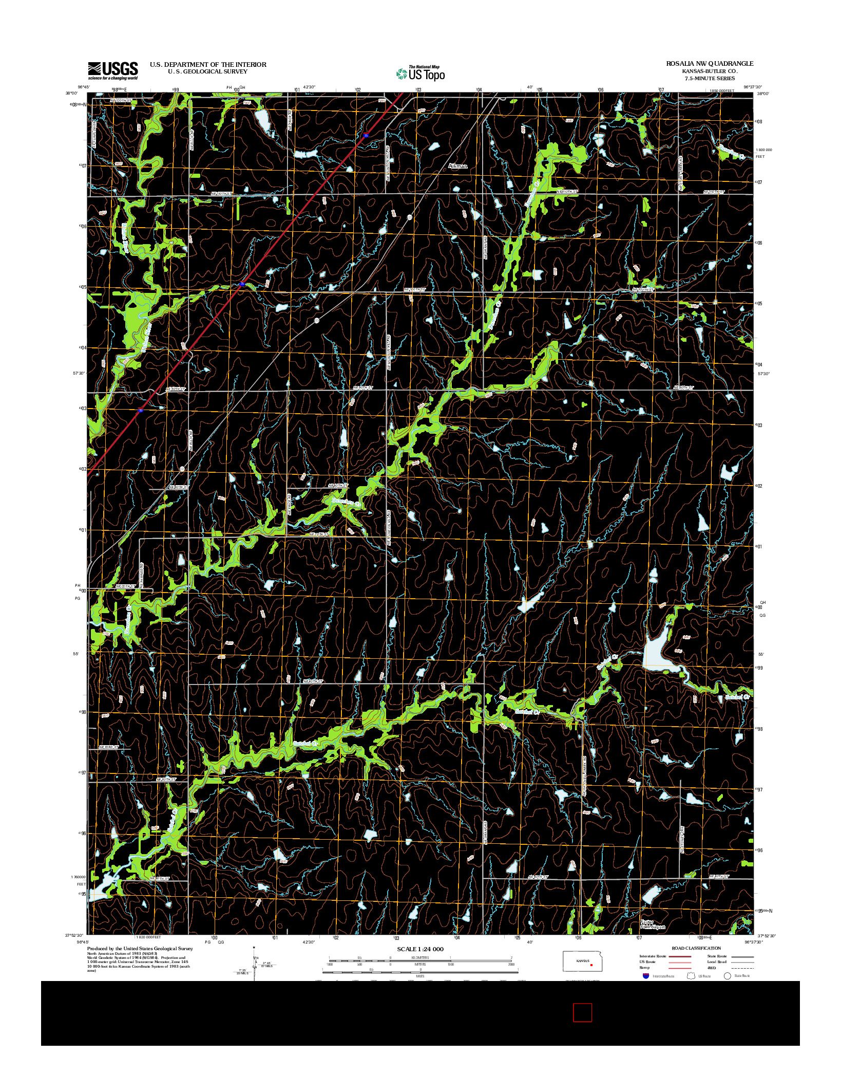USGS US TOPO 7.5-MINUTE MAP FOR ROSALIA NW, KS 2012