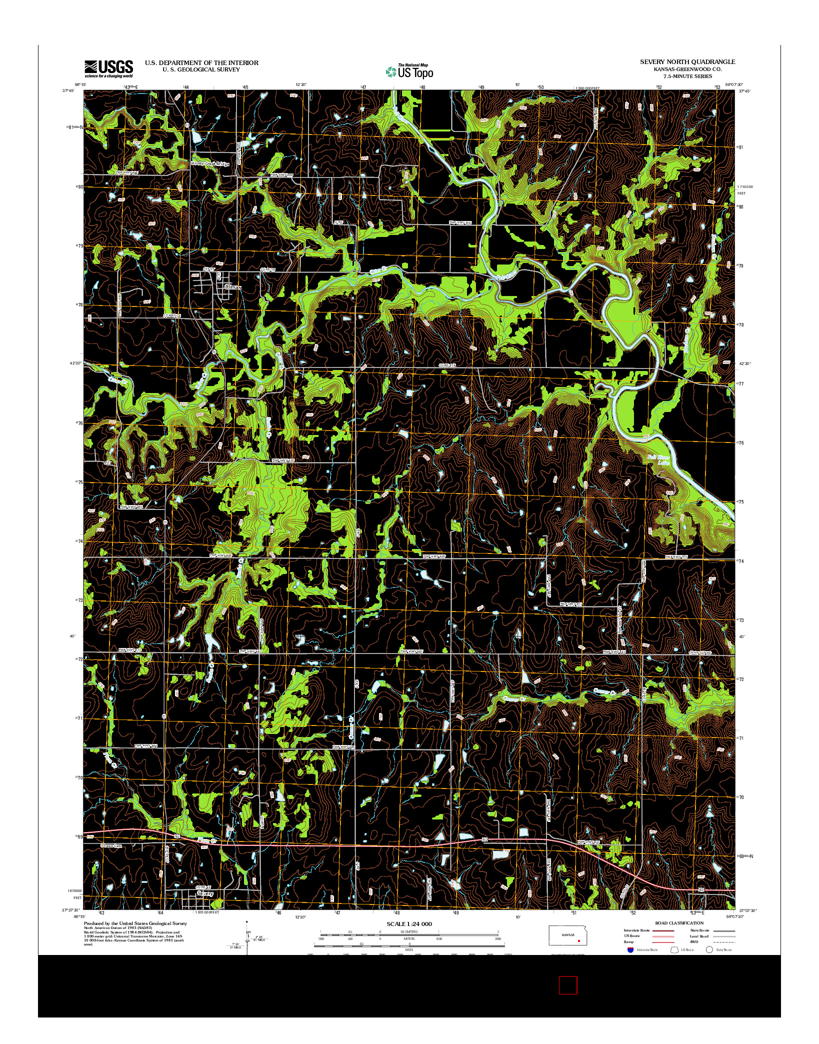 USGS US TOPO 7.5-MINUTE MAP FOR SEVERY NORTH, KS 2012