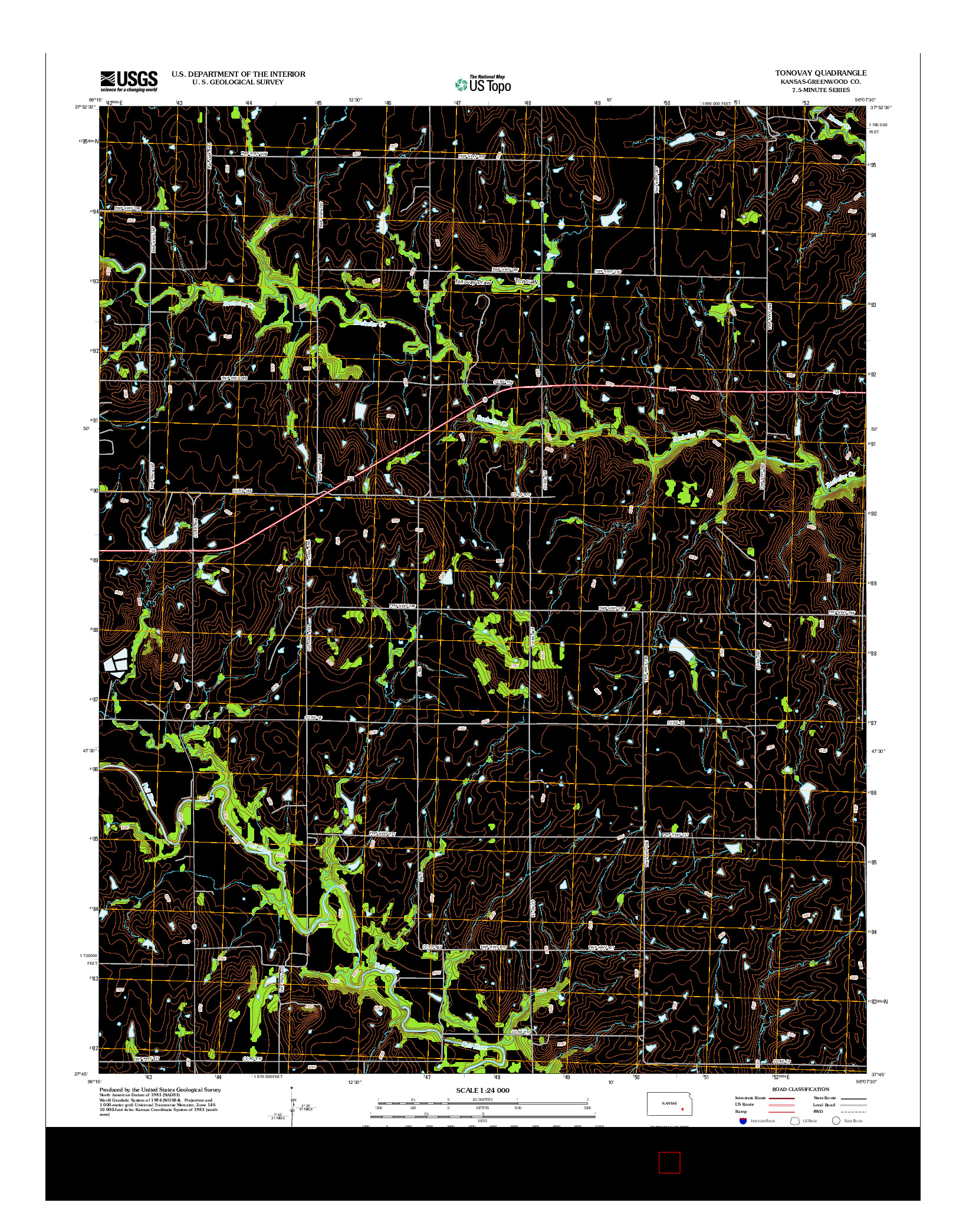 USGS US TOPO 7.5-MINUTE MAP FOR TONOVAY, KS 2012