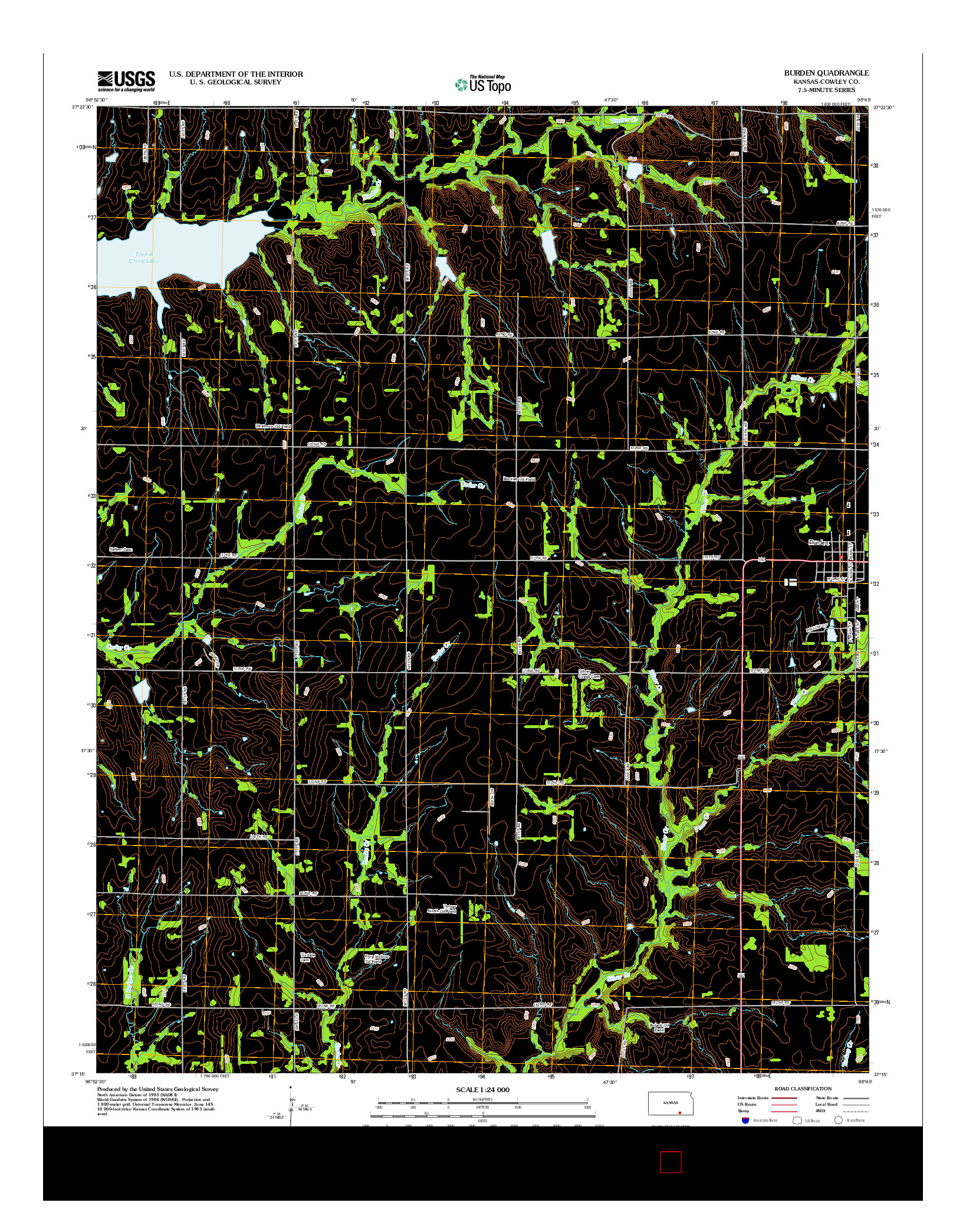 USGS US TOPO 7.5-MINUTE MAP FOR BURDEN, KS 2012