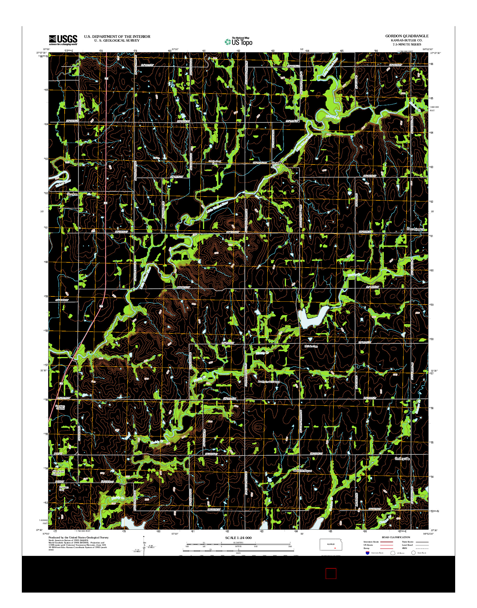 USGS US TOPO 7.5-MINUTE MAP FOR GORDON, KS 2012