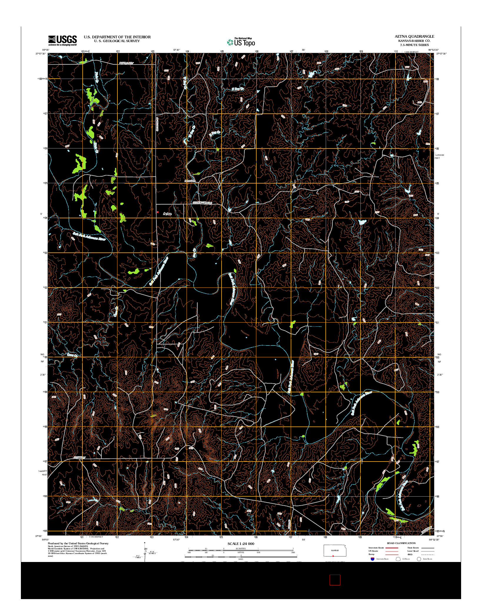 USGS US TOPO 7.5-MINUTE MAP FOR AETNA, KS 2012