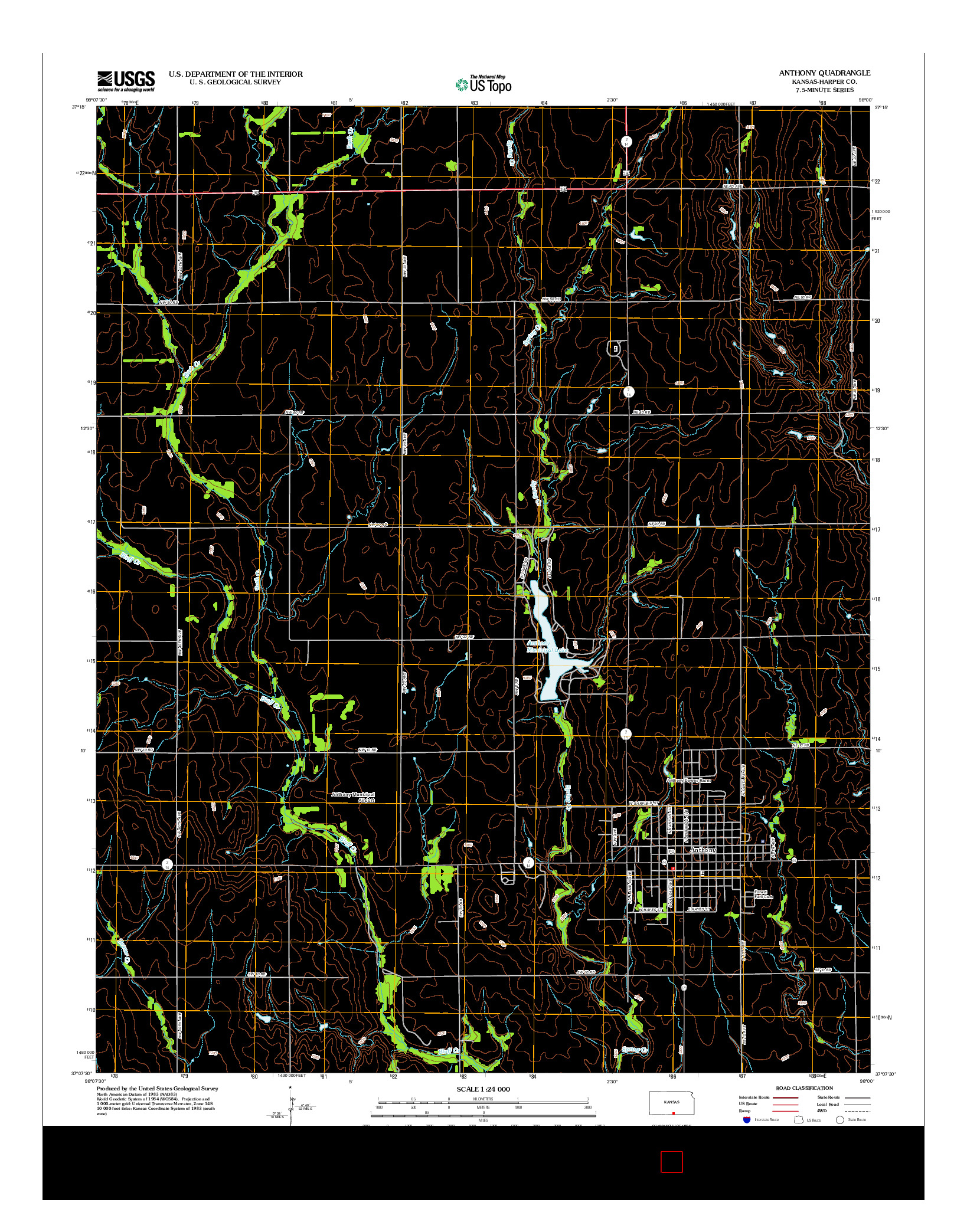 USGS US TOPO 7.5-MINUTE MAP FOR ANTHONY, KS 2012