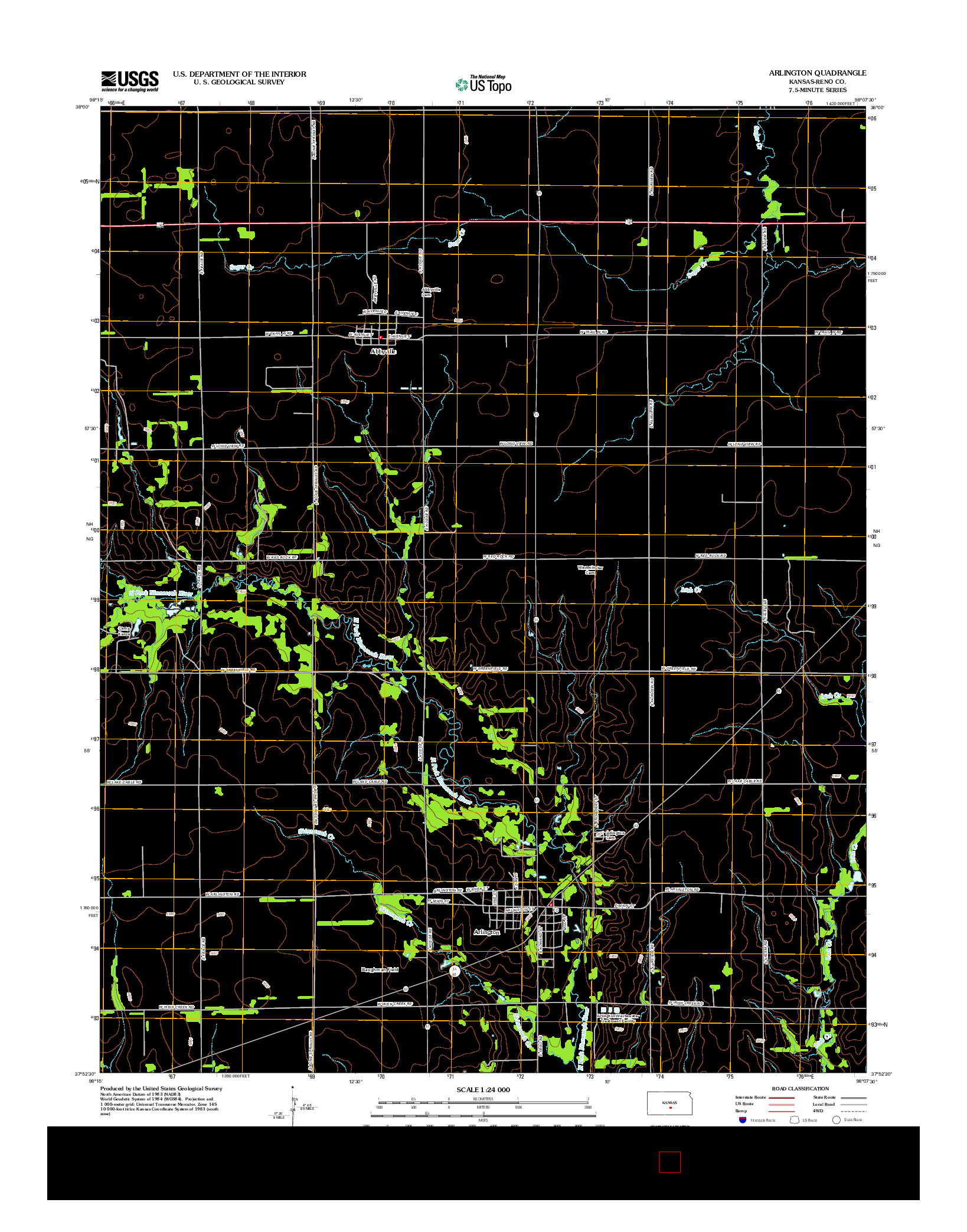 USGS US TOPO 7.5-MINUTE MAP FOR ARLINGTON, KS 2012