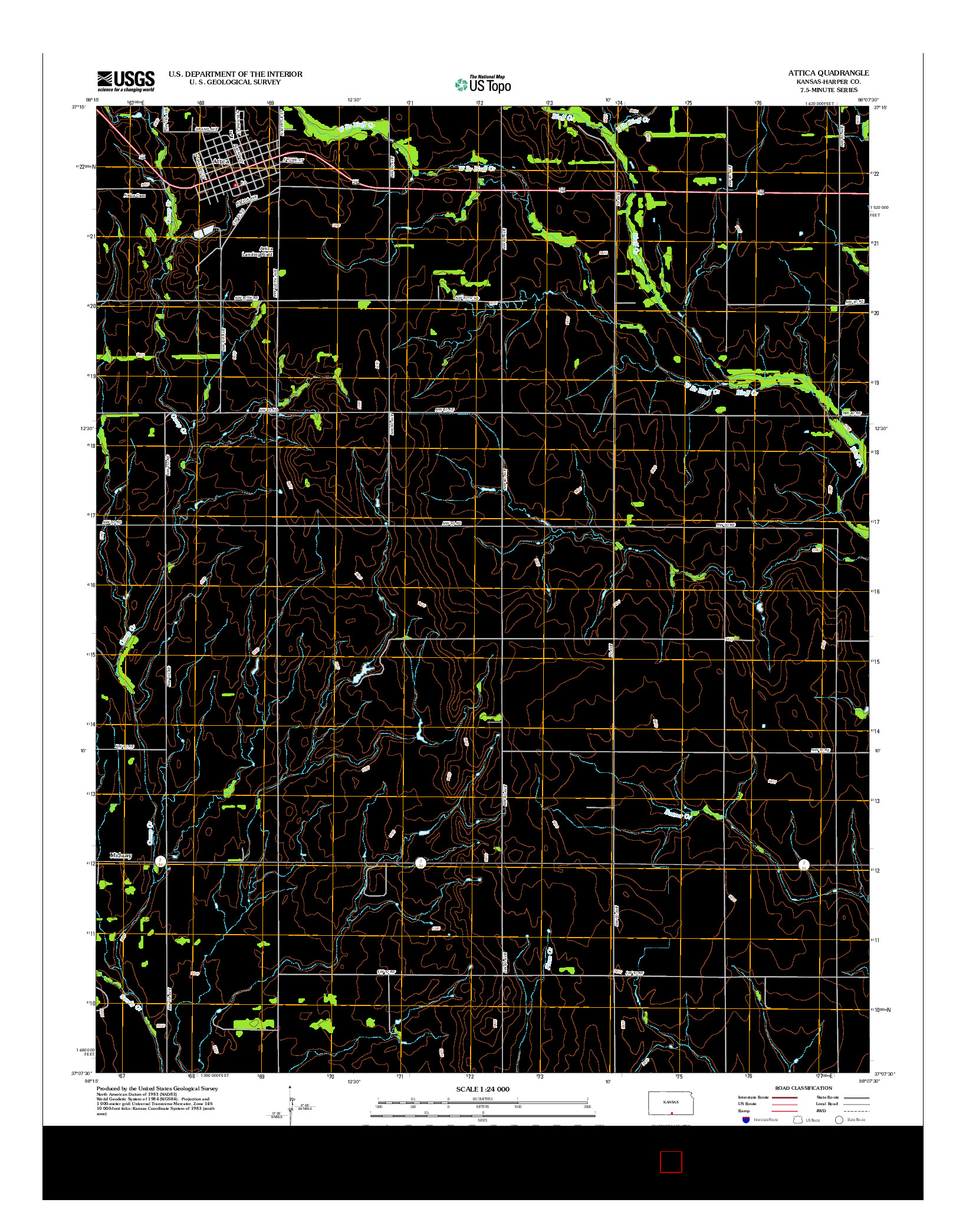 USGS US TOPO 7.5-MINUTE MAP FOR ATTICA, KS 2012