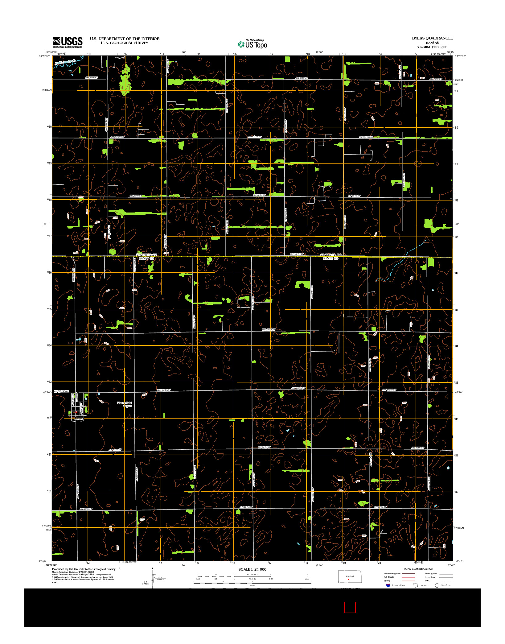 USGS US TOPO 7.5-MINUTE MAP FOR BYERS, KS 2012