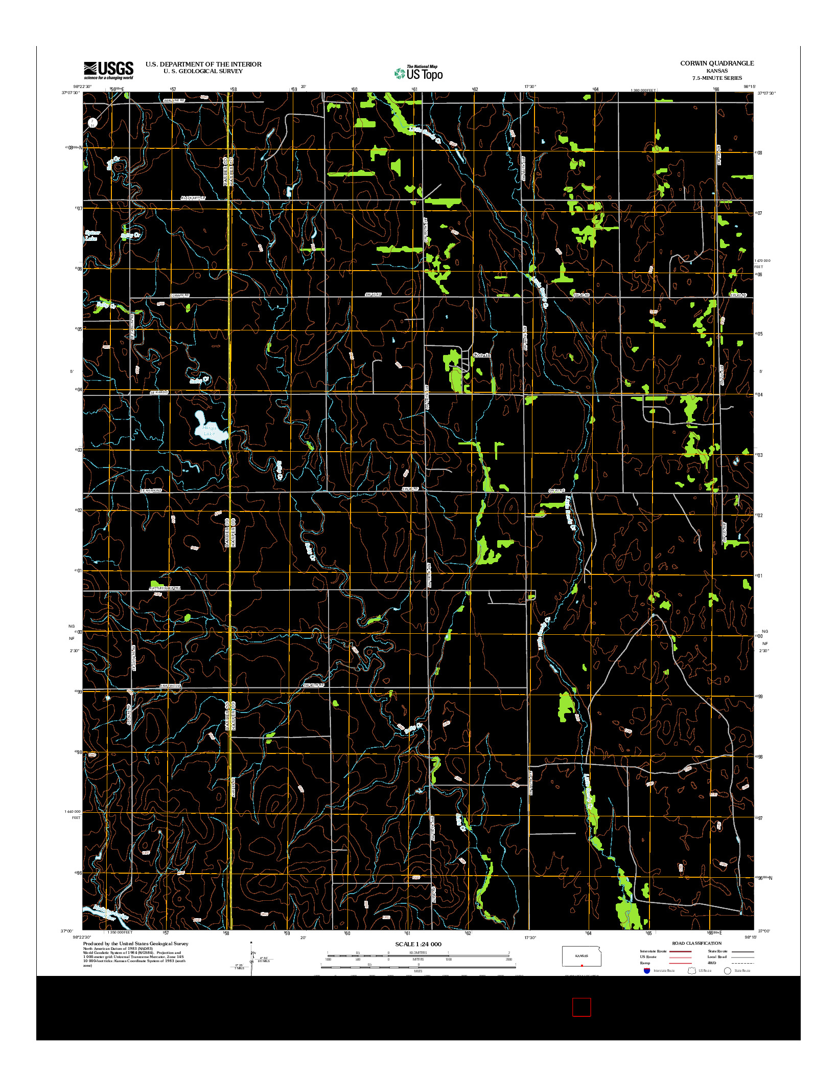 USGS US TOPO 7.5-MINUTE MAP FOR CORWIN, KS 2012