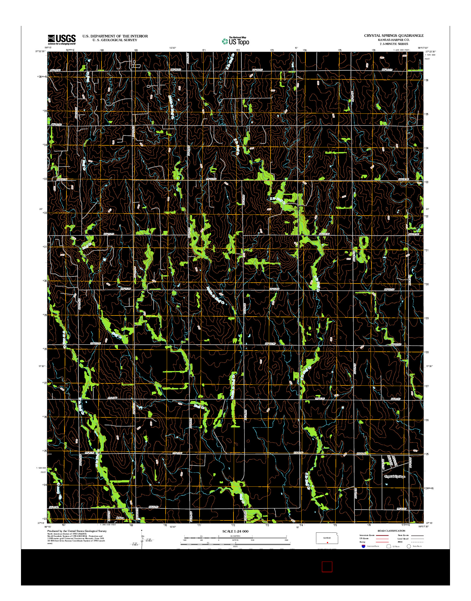 USGS US TOPO 7.5-MINUTE MAP FOR CRYSTAL SPRINGS, KS 2012