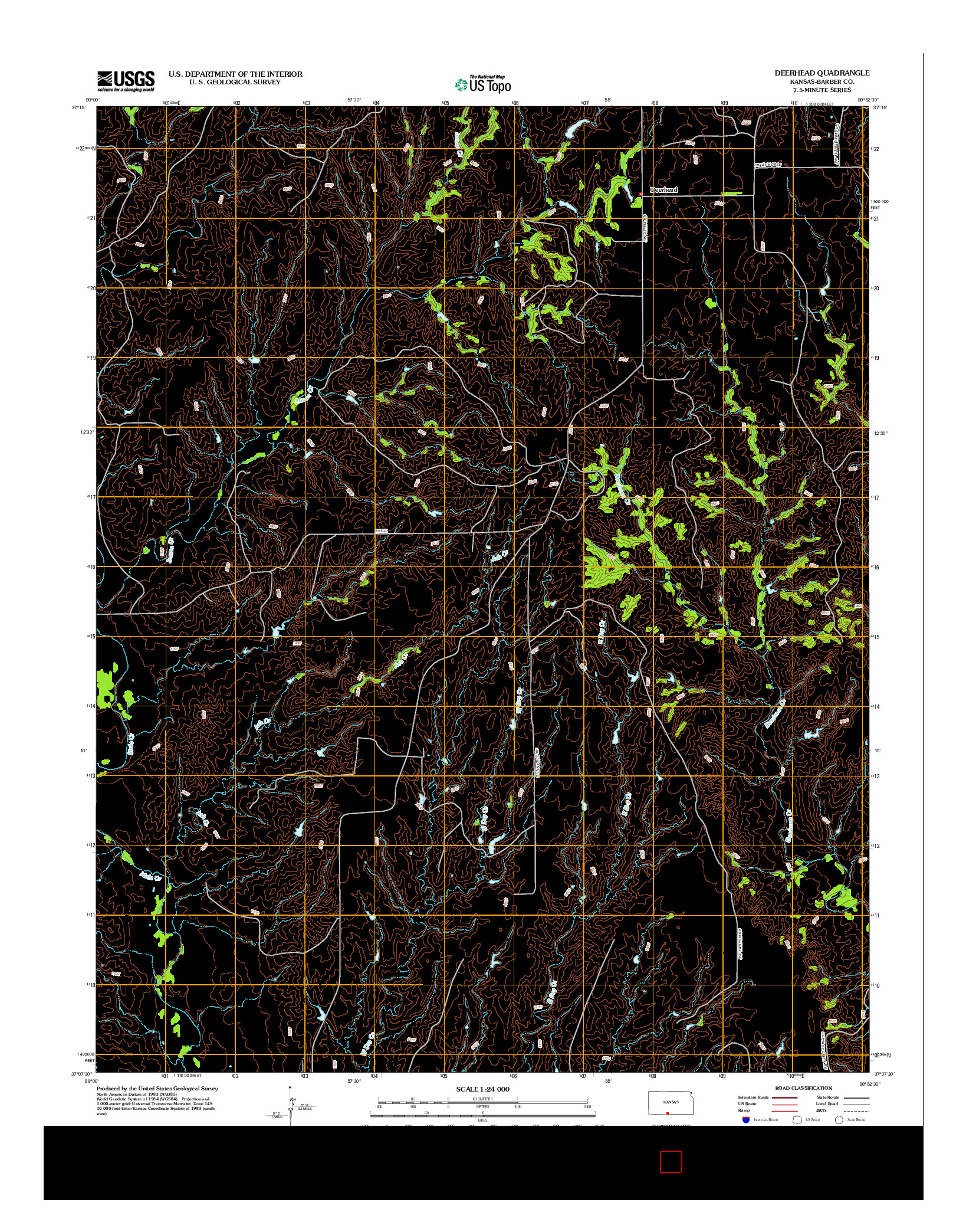 USGS US TOPO 7.5-MINUTE MAP FOR DEERHEAD, KS 2012