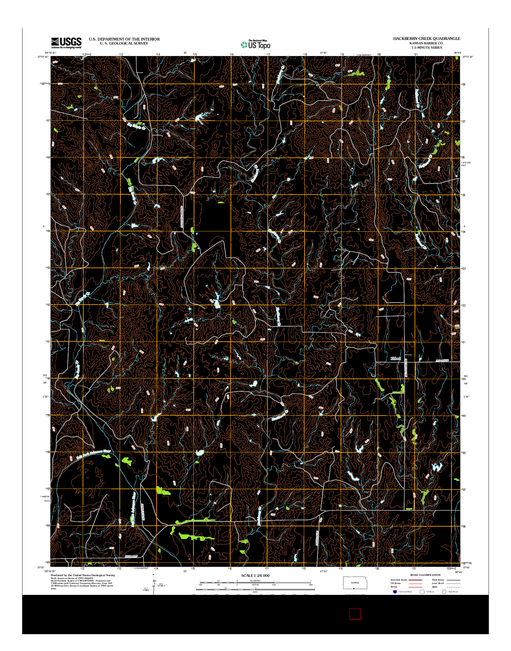 USGS US TOPO 7.5-MINUTE MAP FOR HACKBERRY CREEK, KS 2012