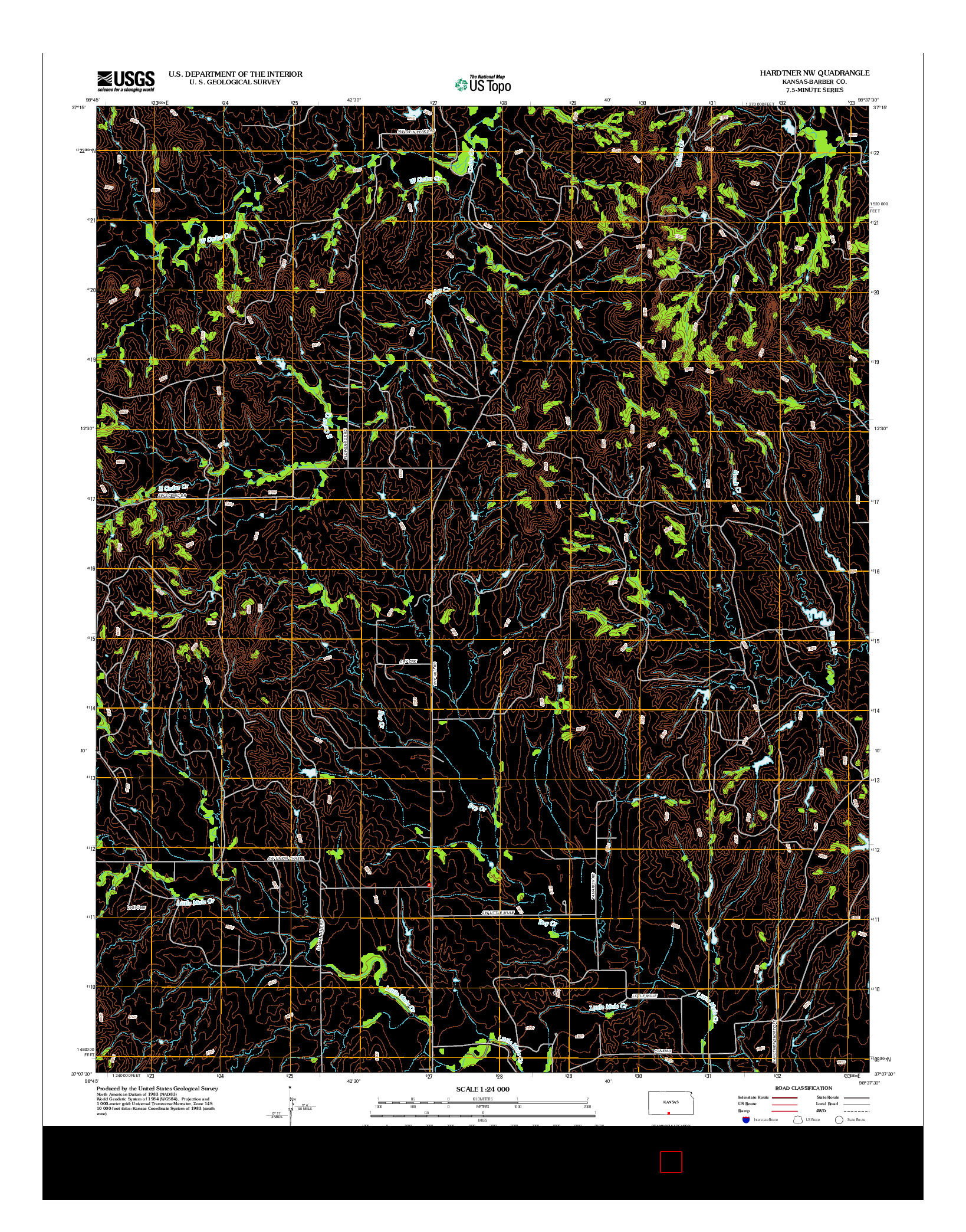 USGS US TOPO 7.5-MINUTE MAP FOR HARDTNER NW, KS 2012