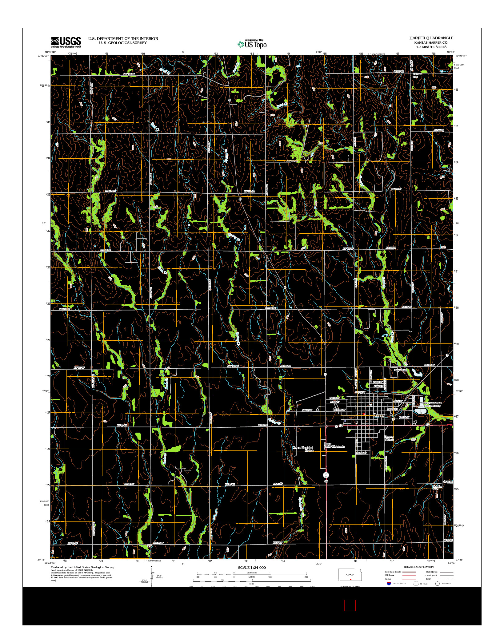 USGS US TOPO 7.5-MINUTE MAP FOR HARPER, KS 2012