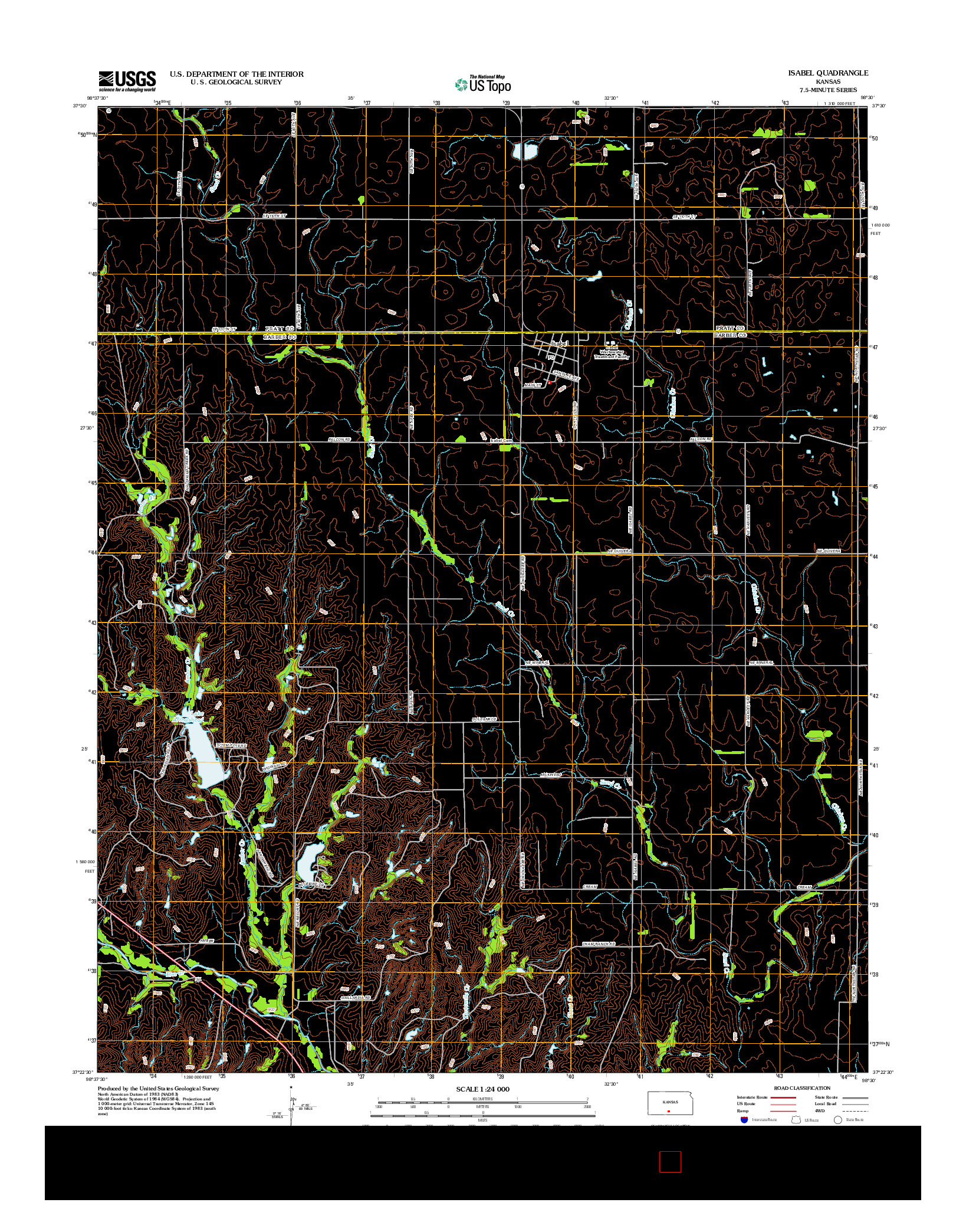 USGS US TOPO 7.5-MINUTE MAP FOR ISABEL, KS 2012