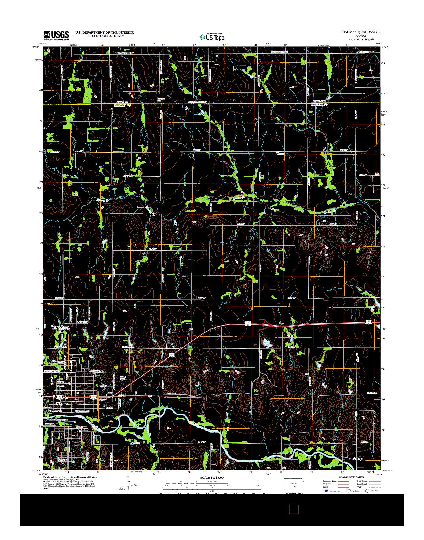 USGS US TOPO 7.5-MINUTE MAP FOR KINGMAN, KS 2012