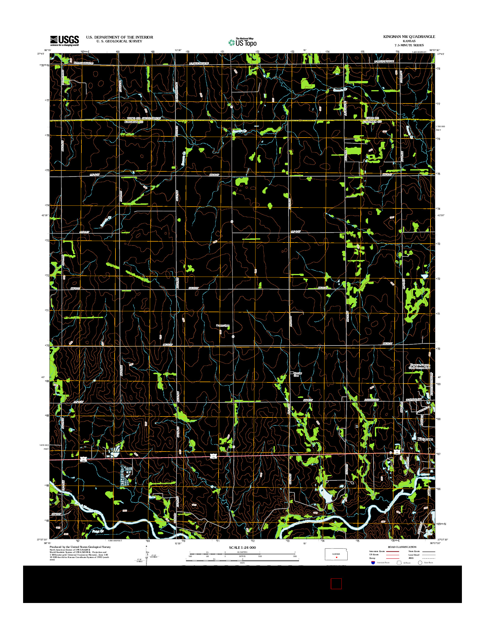 USGS US TOPO 7.5-MINUTE MAP FOR KINGMAN NW, KS 2012