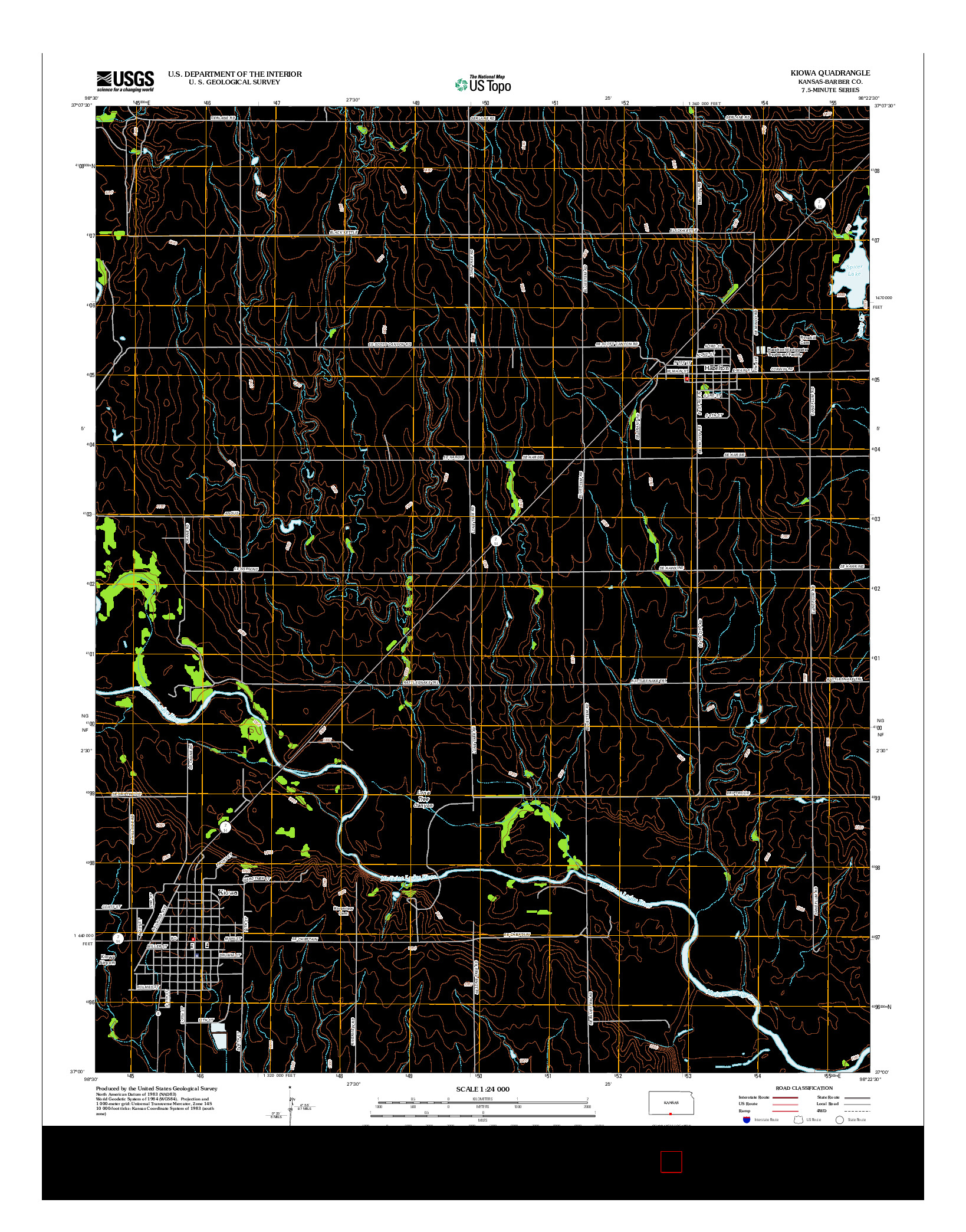 USGS US TOPO 7.5-MINUTE MAP FOR KIOWA, KS 2012