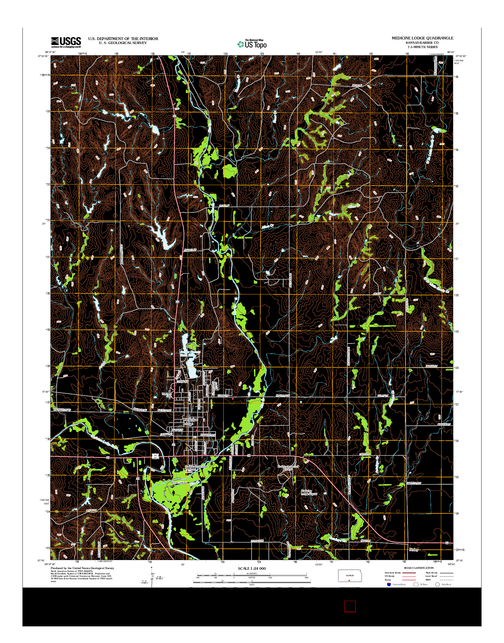 USGS US TOPO 7.5-MINUTE MAP FOR MEDICINE LODGE, KS 2012