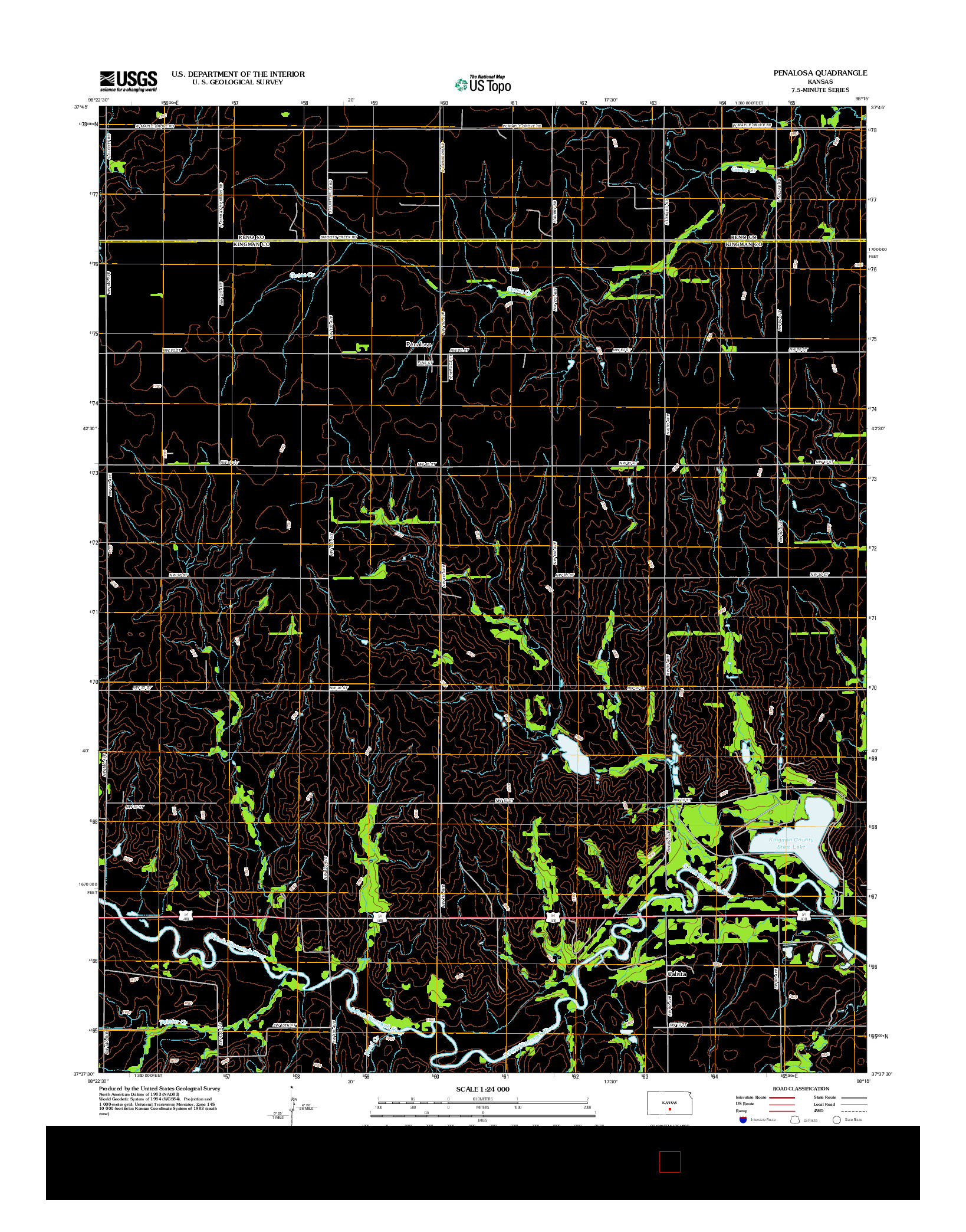 USGS US TOPO 7.5-MINUTE MAP FOR PENALOSA, KS 2012