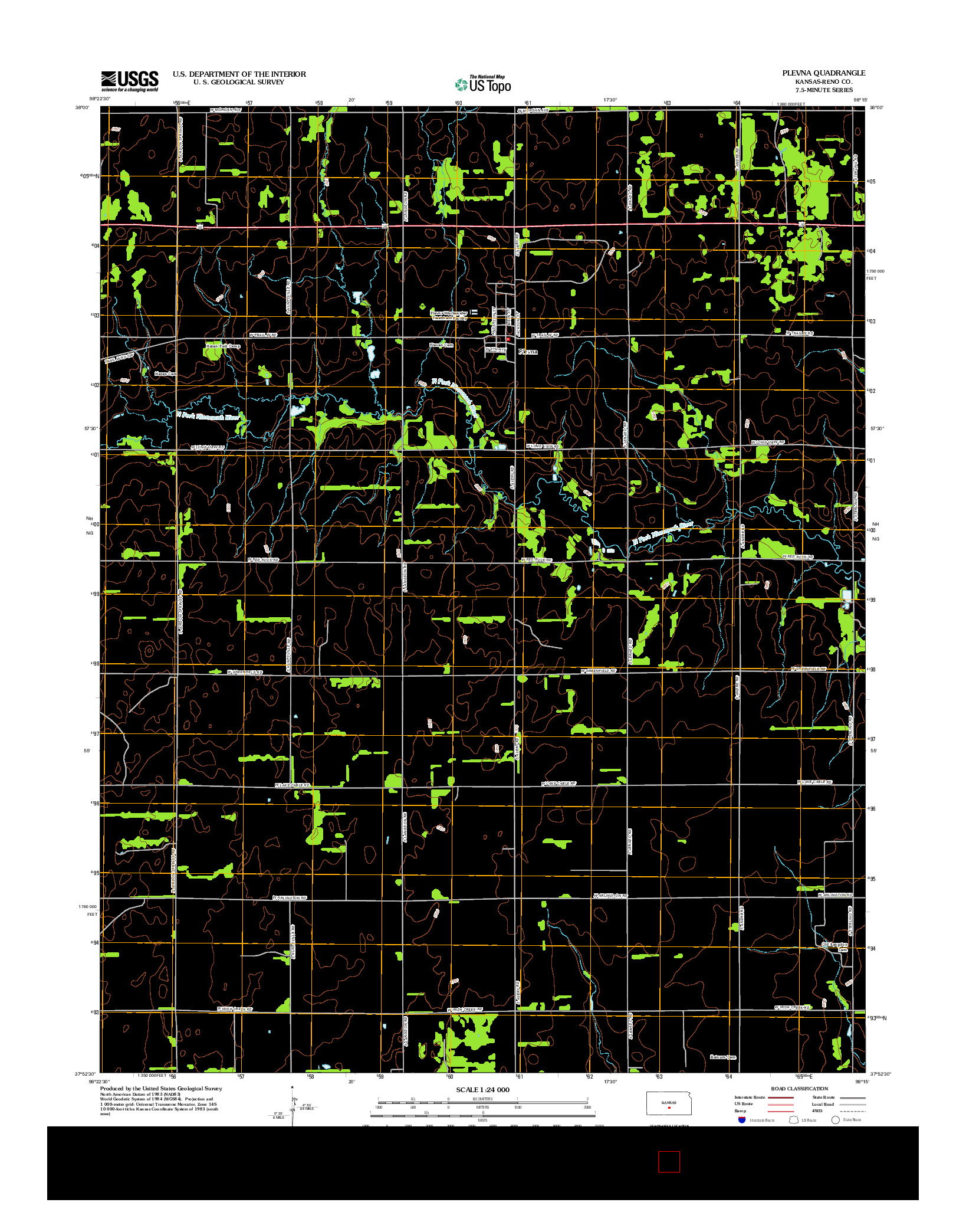 USGS US TOPO 7.5-MINUTE MAP FOR PLEVNA, KS 2012