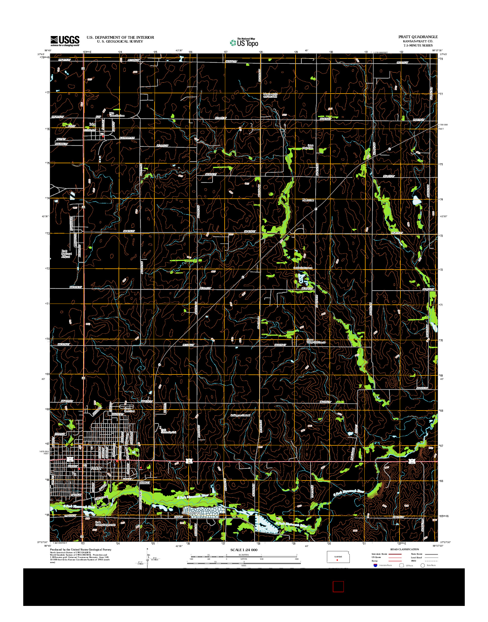 USGS US TOPO 7.5-MINUTE MAP FOR PRATT, KS 2012