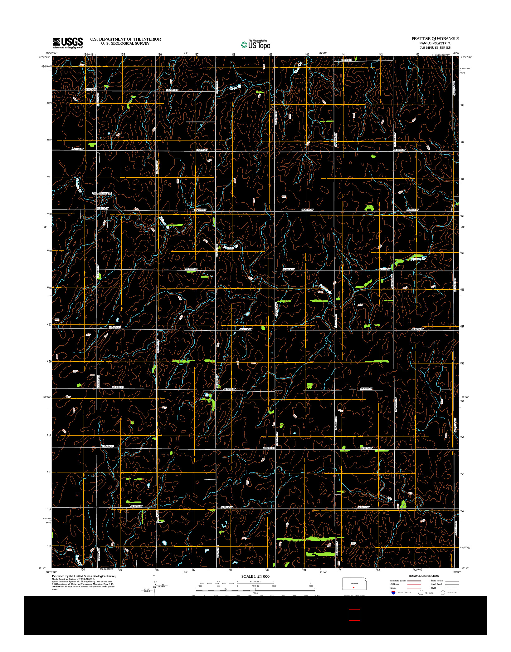 USGS US TOPO 7.5-MINUTE MAP FOR PRATT SE, KS 2012